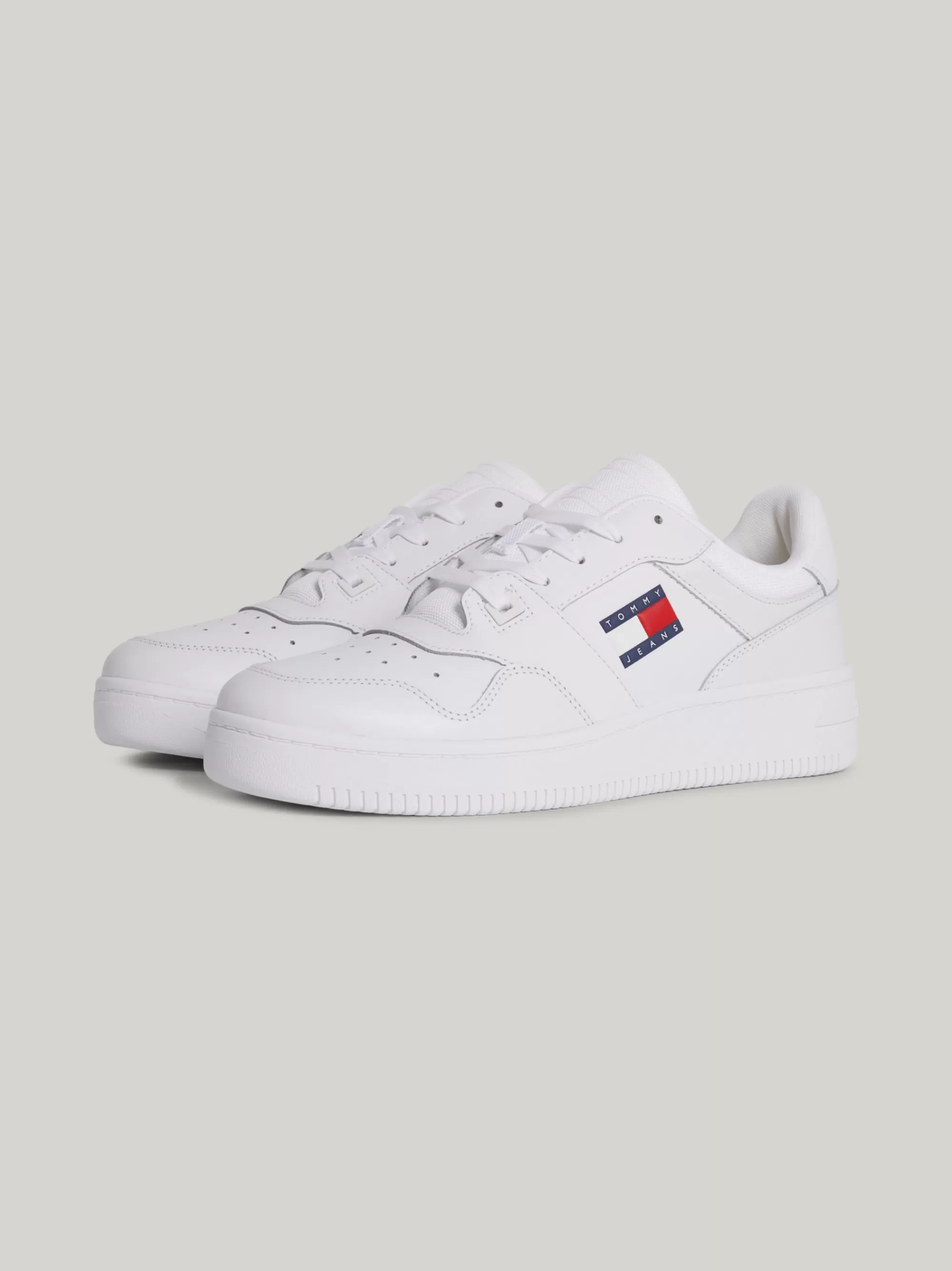 White Trainers | Sneakers*Tommy Hilfiger Leren Basketbalsneaker Met Fijne Profielzool WHITE