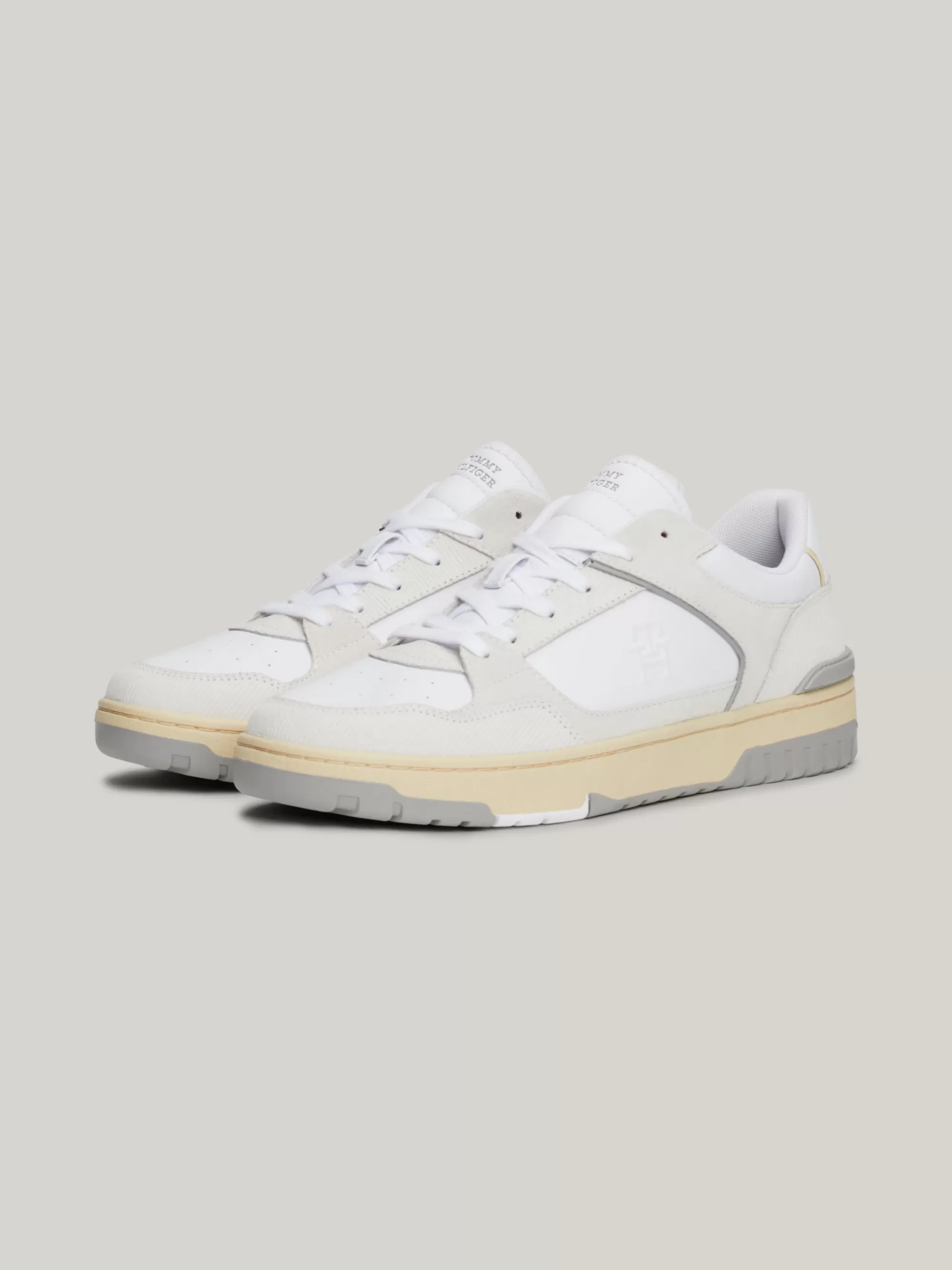 White Trainers | Sneakers*Tommy Hilfiger Leren Basketbalsneaker Met TH-monogram WHITE