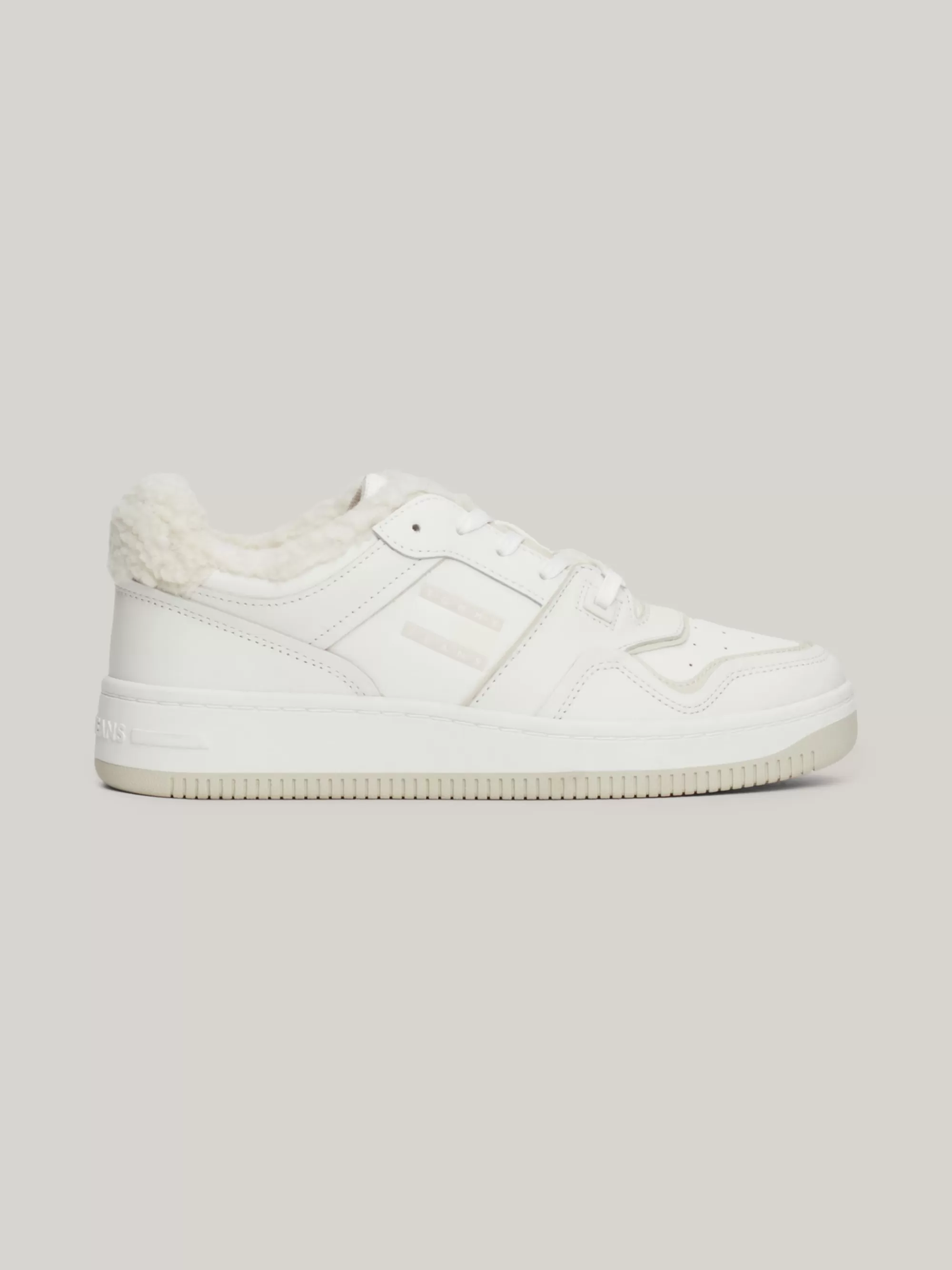 Sneakers*Tommy Hilfiger Leren Basketbalsneaker Met Warme Voering ECRU