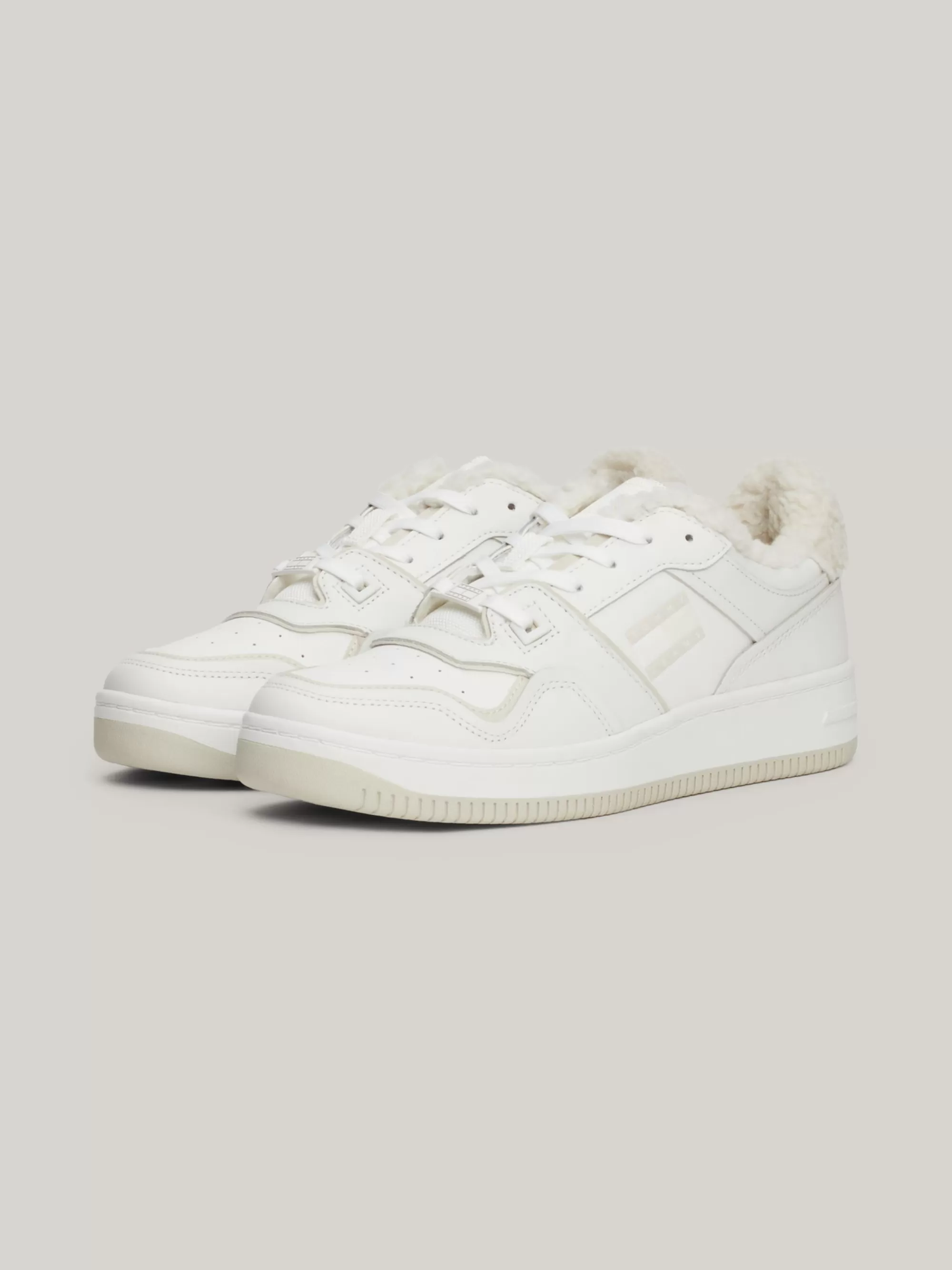 Sneakers*Tommy Hilfiger Leren Basketbalsneaker Met Warme Voering ECRU