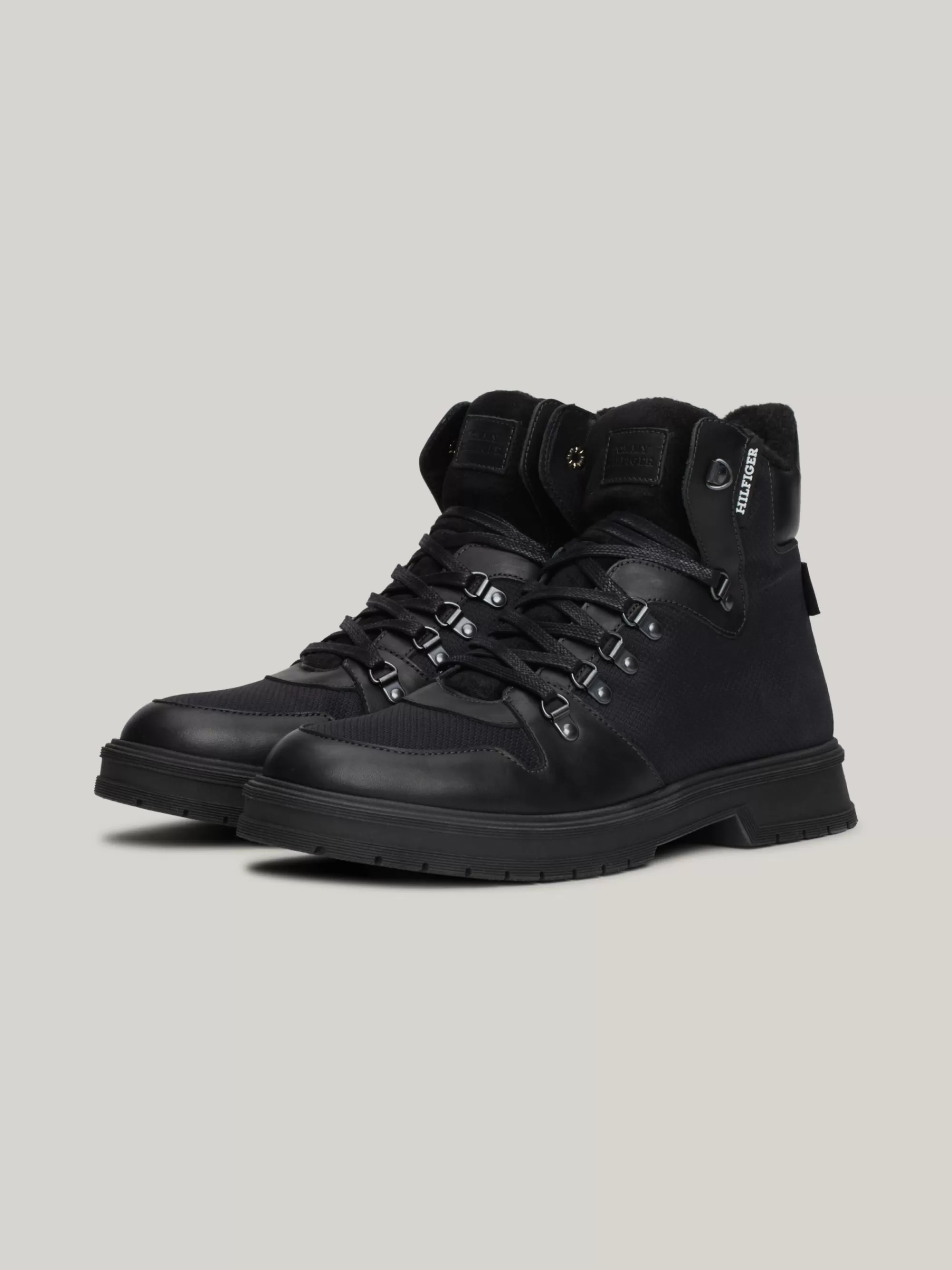 Veterboots | Laarzen*Tommy Hilfiger Leren Boot Met Rits En Warme Voering BLACK