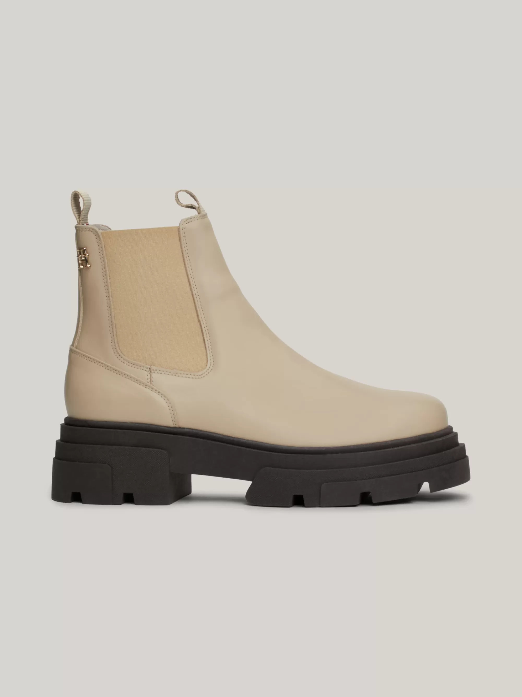Chelsea Boots | Laarzen & Enkellaarzen*Tommy Hilfiger Leren Chelsea Boot Met Contrasterende Zool BEIGE
