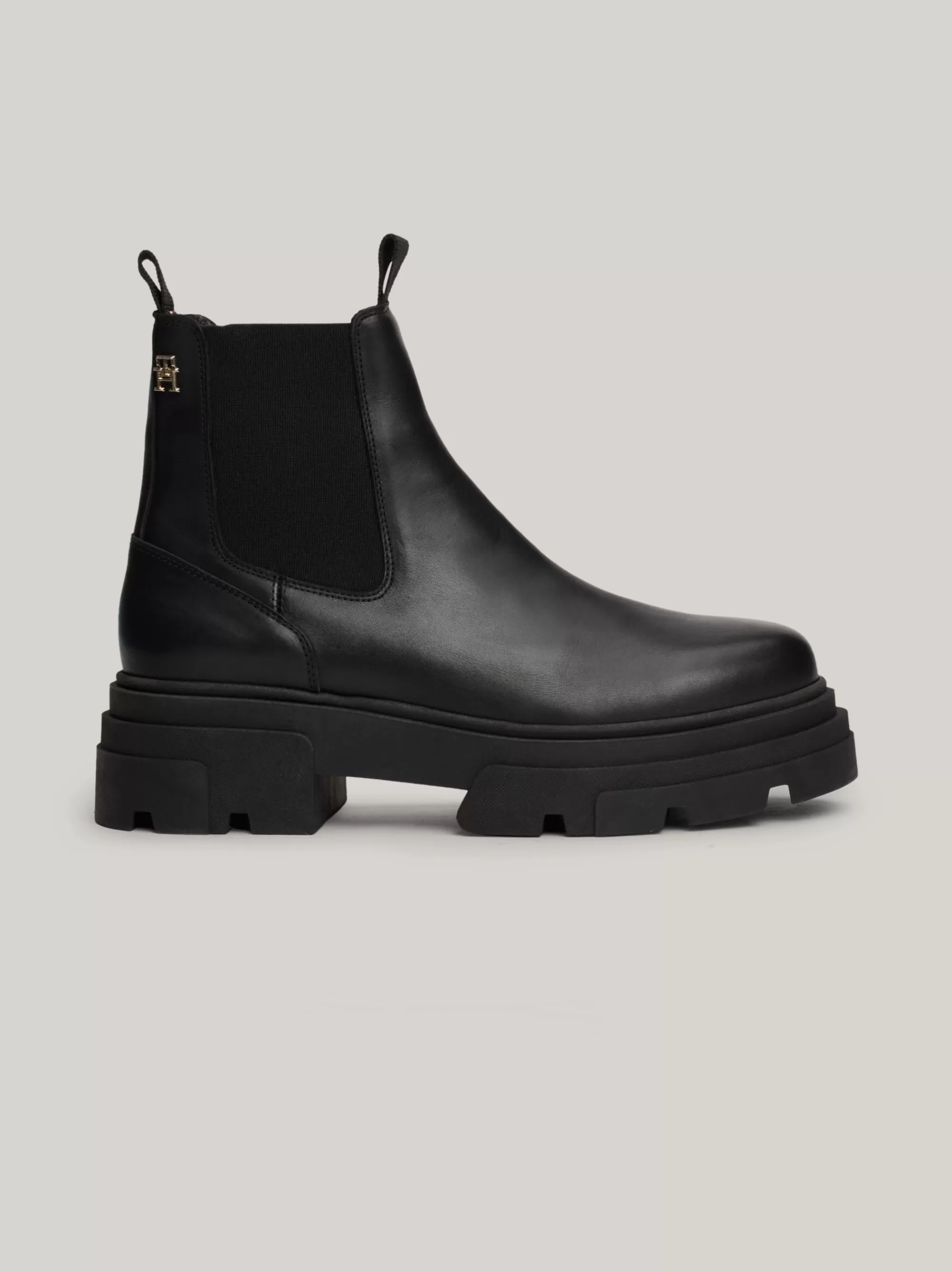 Chelsea Boots | Laarzen & Enkellaarzen*Tommy Hilfiger Leren Chelsea Boot Met Contrasterende Zool BLACK