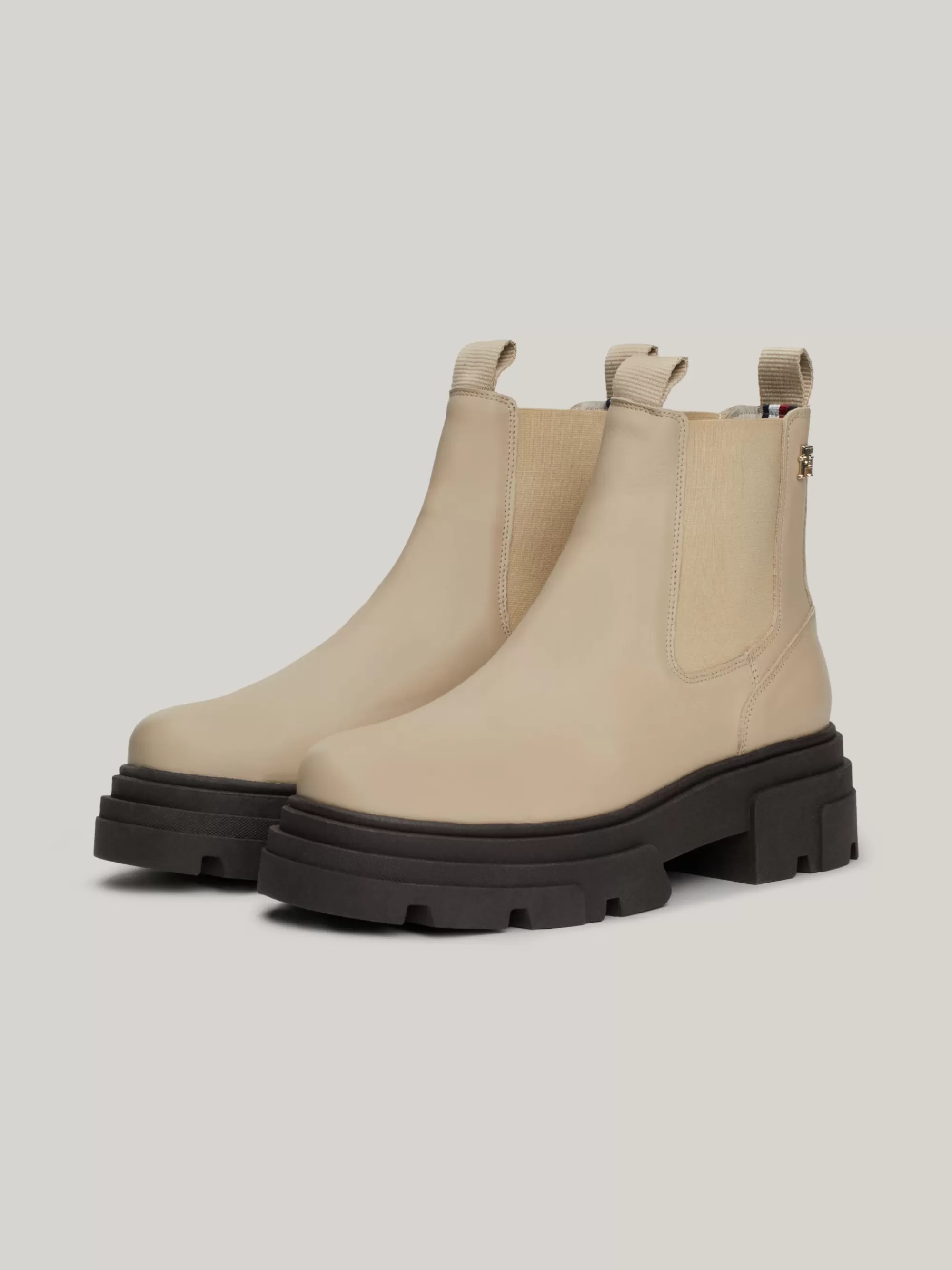 Chelsea Boots | Laarzen & Enkellaarzen*Tommy Hilfiger Leren Chelsea Boot Met Contrasterende Zool BEIGE