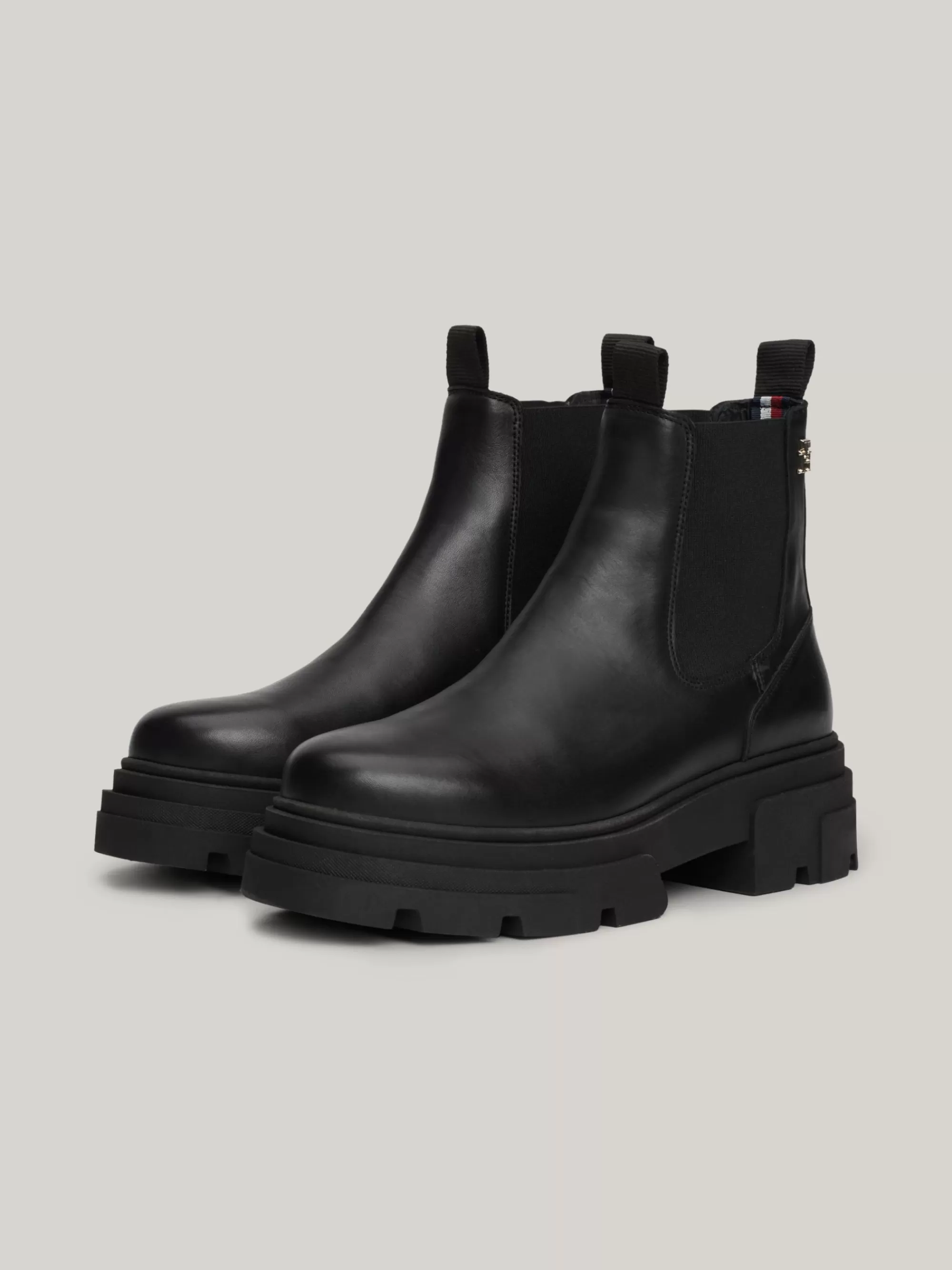 Chelsea Boots | Laarzen & Enkellaarzen*Tommy Hilfiger Leren Chelsea Boot Met Contrasterende Zool BLACK