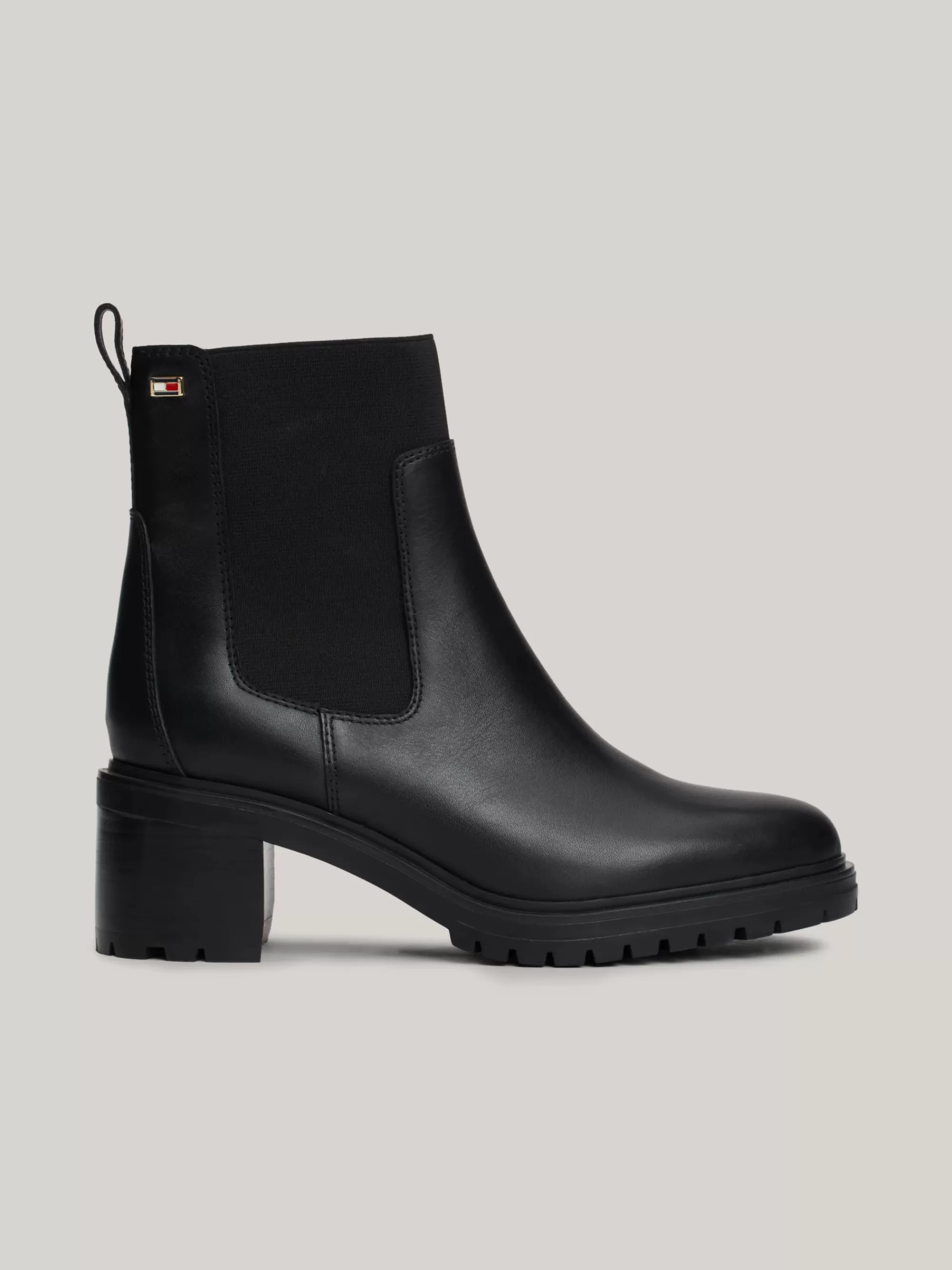 Chelsea Boots | Laarzen & Enkellaarzen*Tommy Hilfiger Leren Chelsea Boot Met Geëmailleerde Vlag BLACK