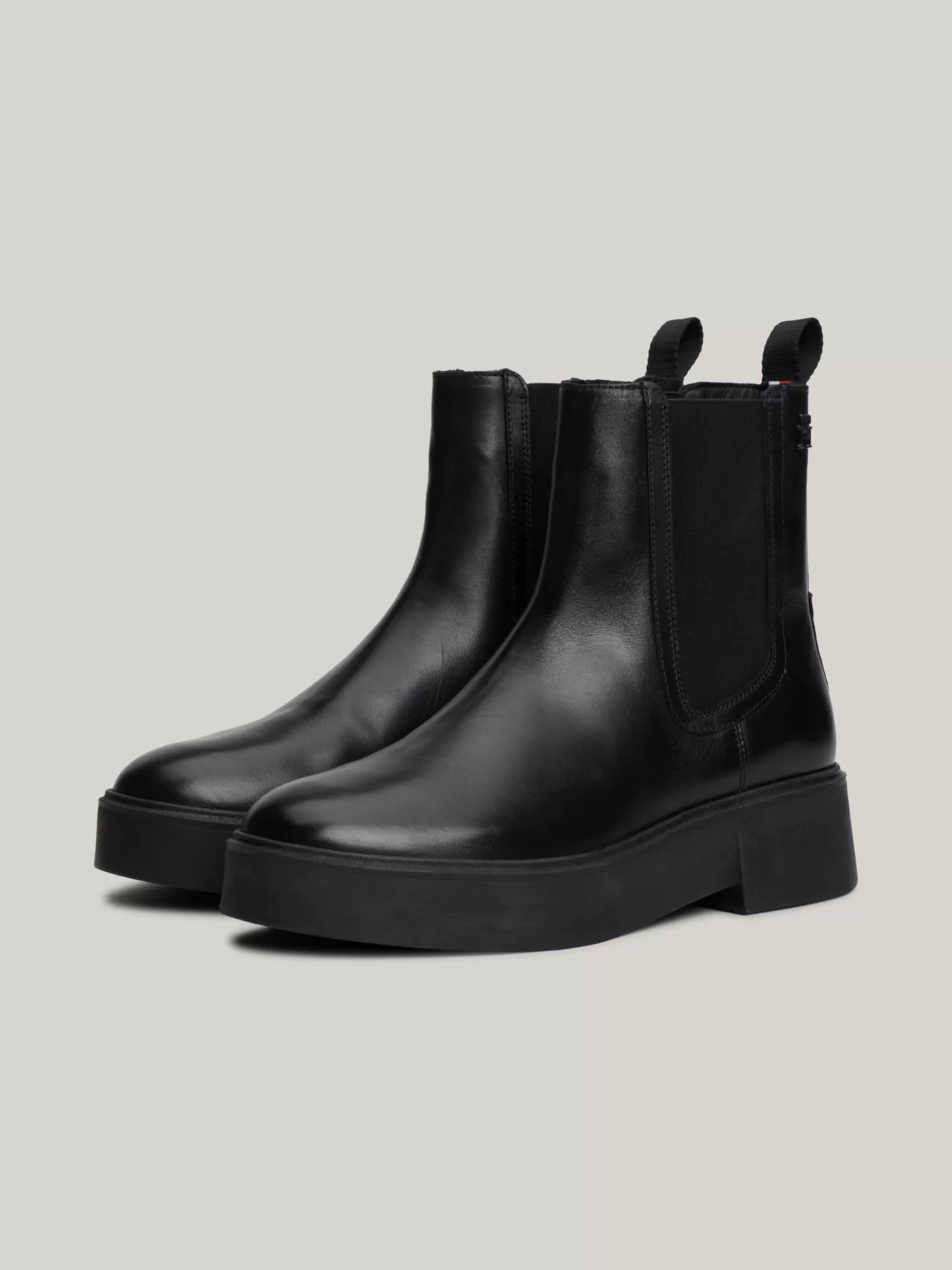 Laarzen & Enkellaarzen | Chelsea Boots*Tommy Hilfiger Leren Chelsea Boot Met Logotape BLACK