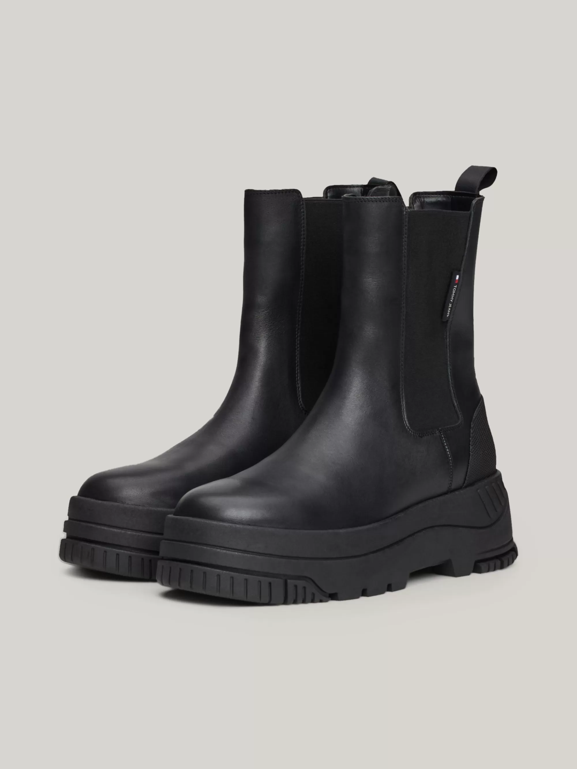 Chelsea Boots | Laarzen & Enkellaarzen*Tommy Hilfiger Leren Chelsea Boot Met Profiel-plateauzool BLACK
