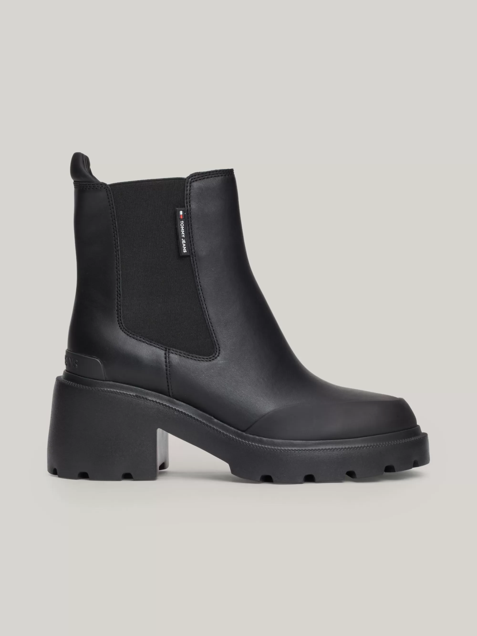 Chelsea Boots | Laarzen & Enkellaarzen*Tommy Hilfiger Leren Chelsea Boot Met Profielzool En Blokhak BLACK