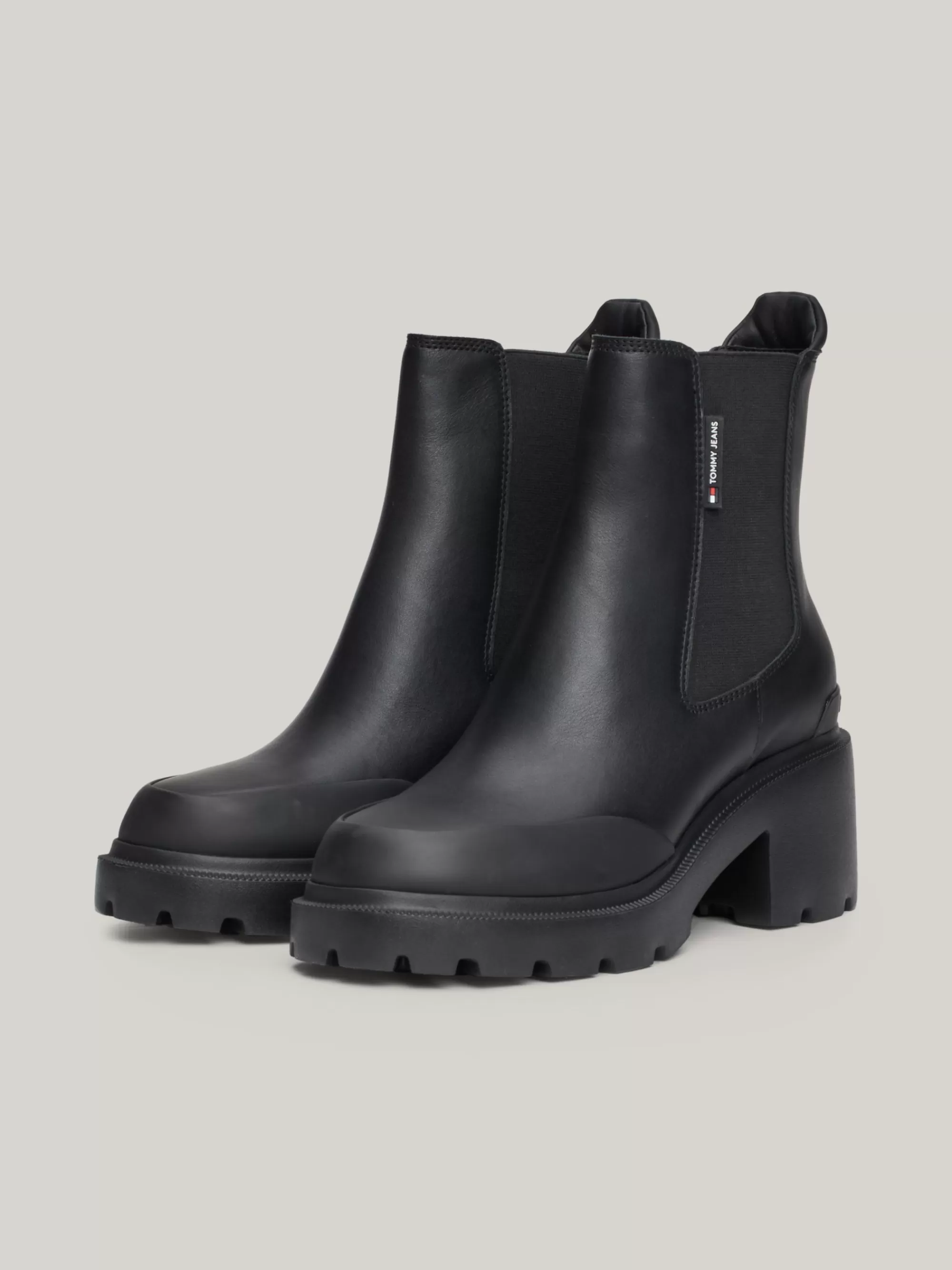 Chelsea Boots | Laarzen & Enkellaarzen*Tommy Hilfiger Leren Chelsea Boot Met Profielzool En Blokhak BLACK