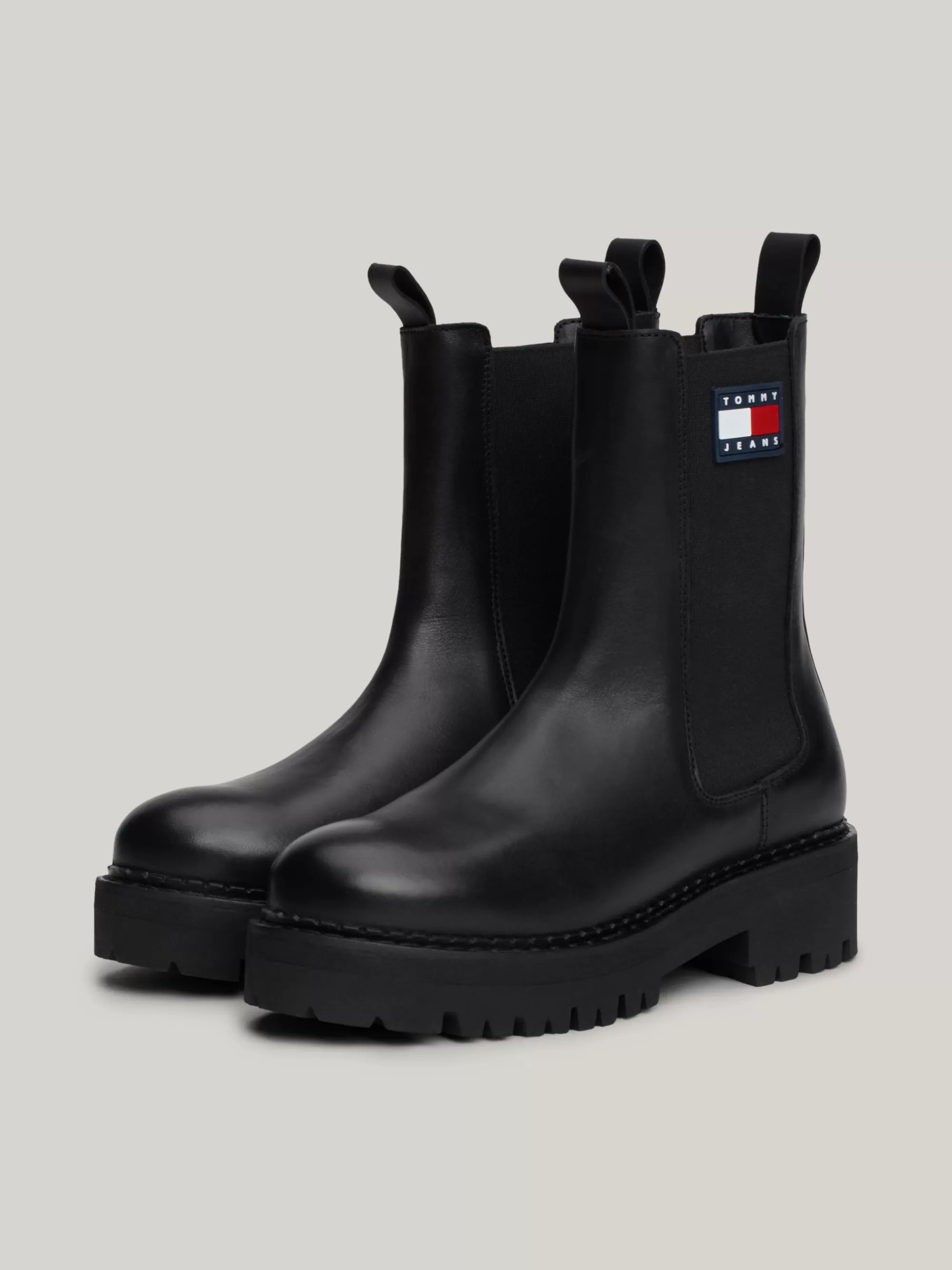 Chelsea Boots | Laarzen & Enkellaarzen*Tommy Hilfiger Leren Chelsea Boot Met Profielzool En Logo BLACK