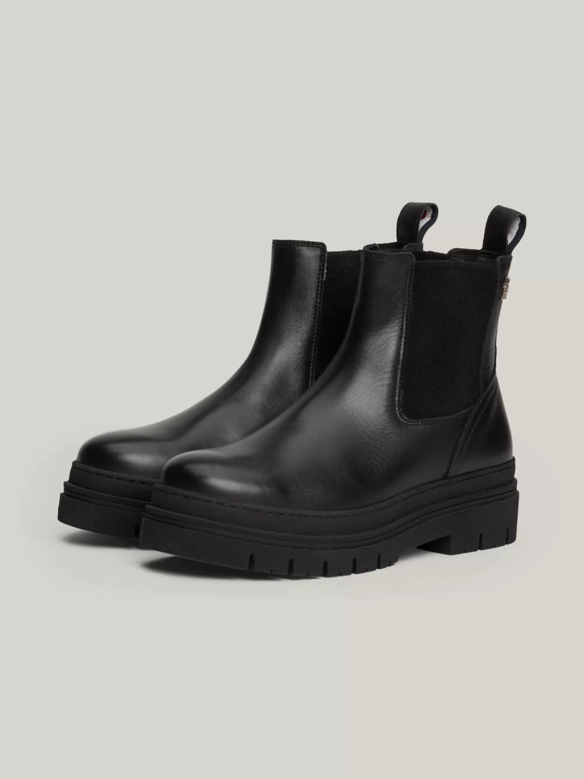 Chelsea Boots | Laarzen & Enkellaarzen*Tommy Hilfiger Leren Chelsea Boot Met Profielzool En Monogram BLACK