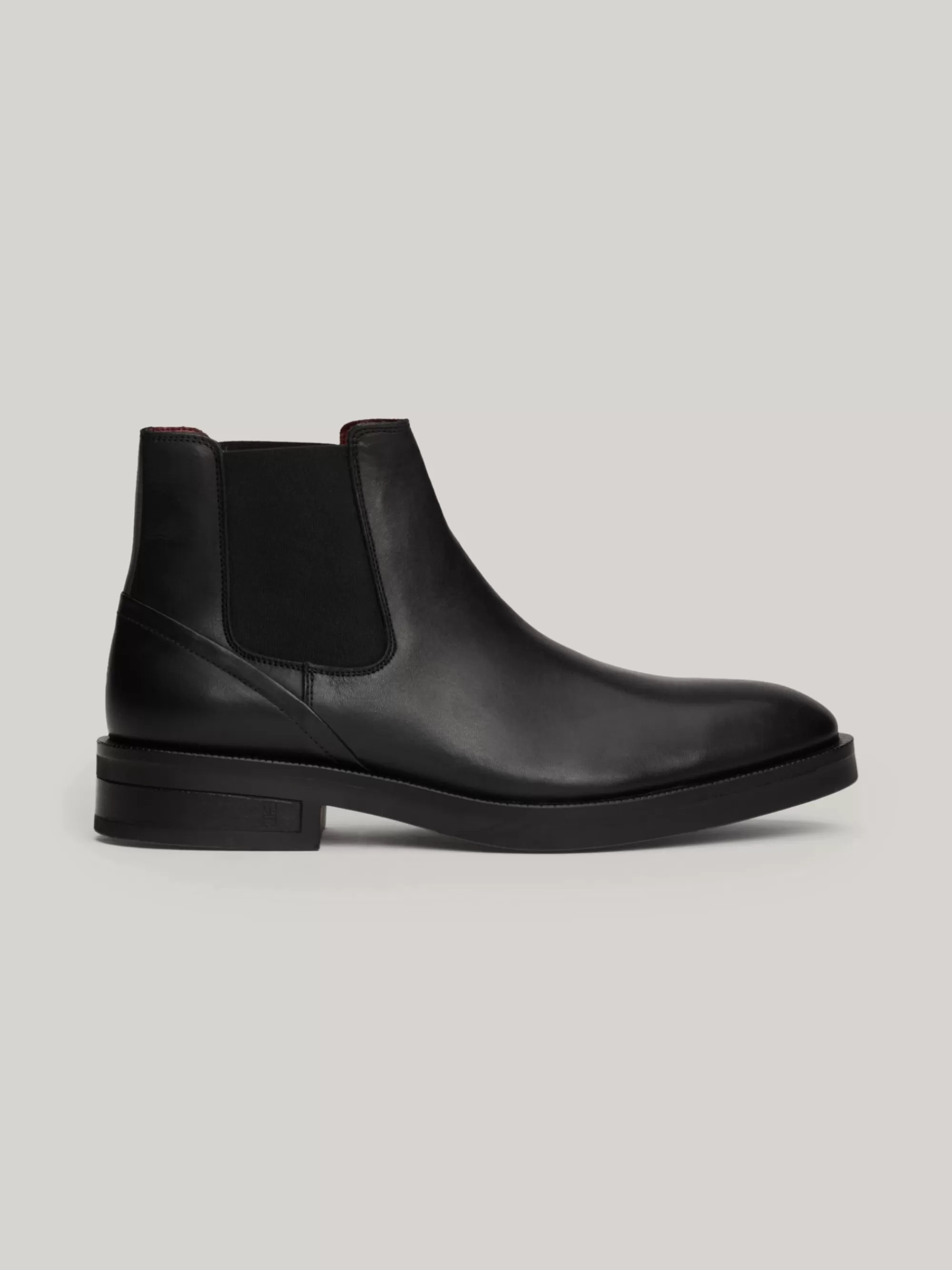 Chelsea Boots | Laarzen*Tommy Hilfiger Leren Chelsea Boot Met Vlag In Reliëf BLACK
