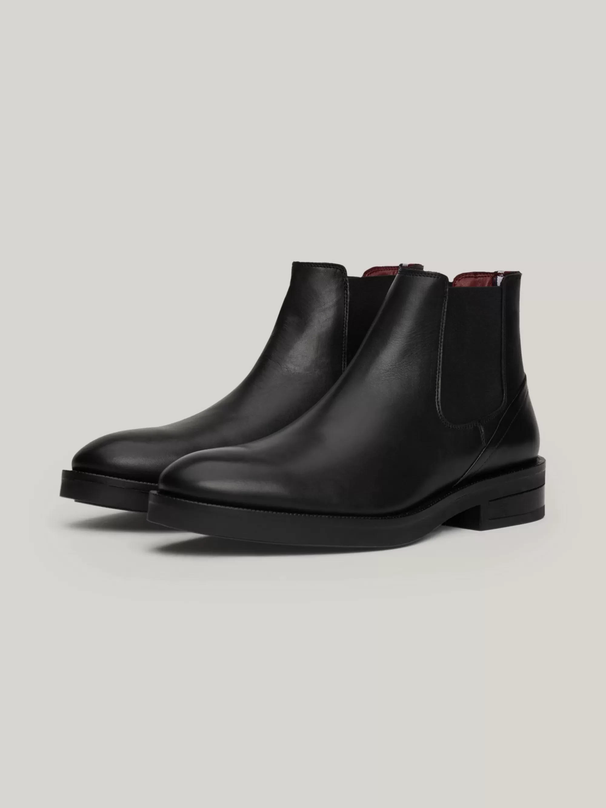 Chelsea Boots | Laarzen*Tommy Hilfiger Leren Chelsea Boot Met Vlag In Reliëf BLACK