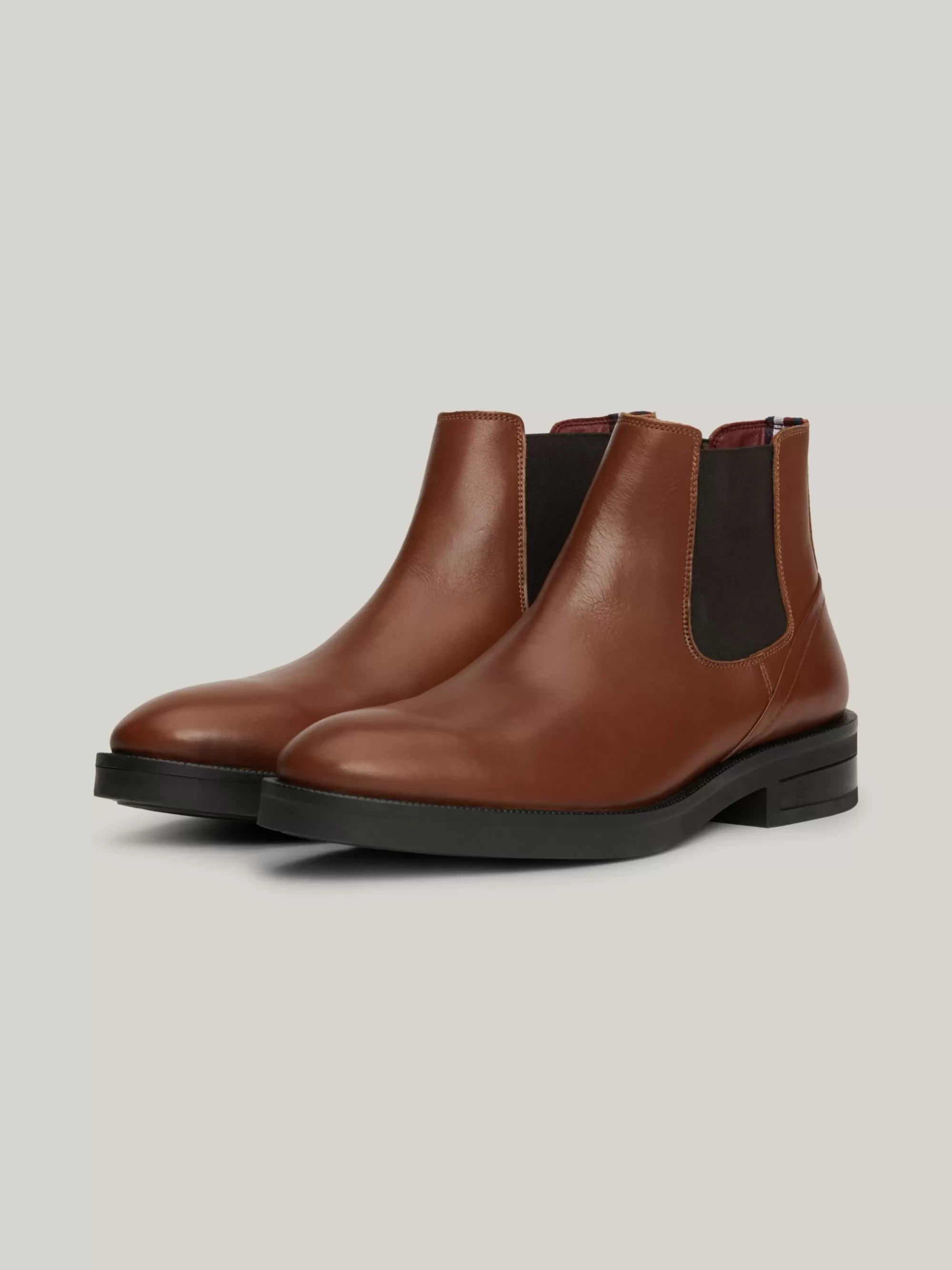 Chelsea Boots | Laarzen*Tommy Hilfiger Leren Chelsea Boot Met Vlag In Reliëf WINTER COGNAC