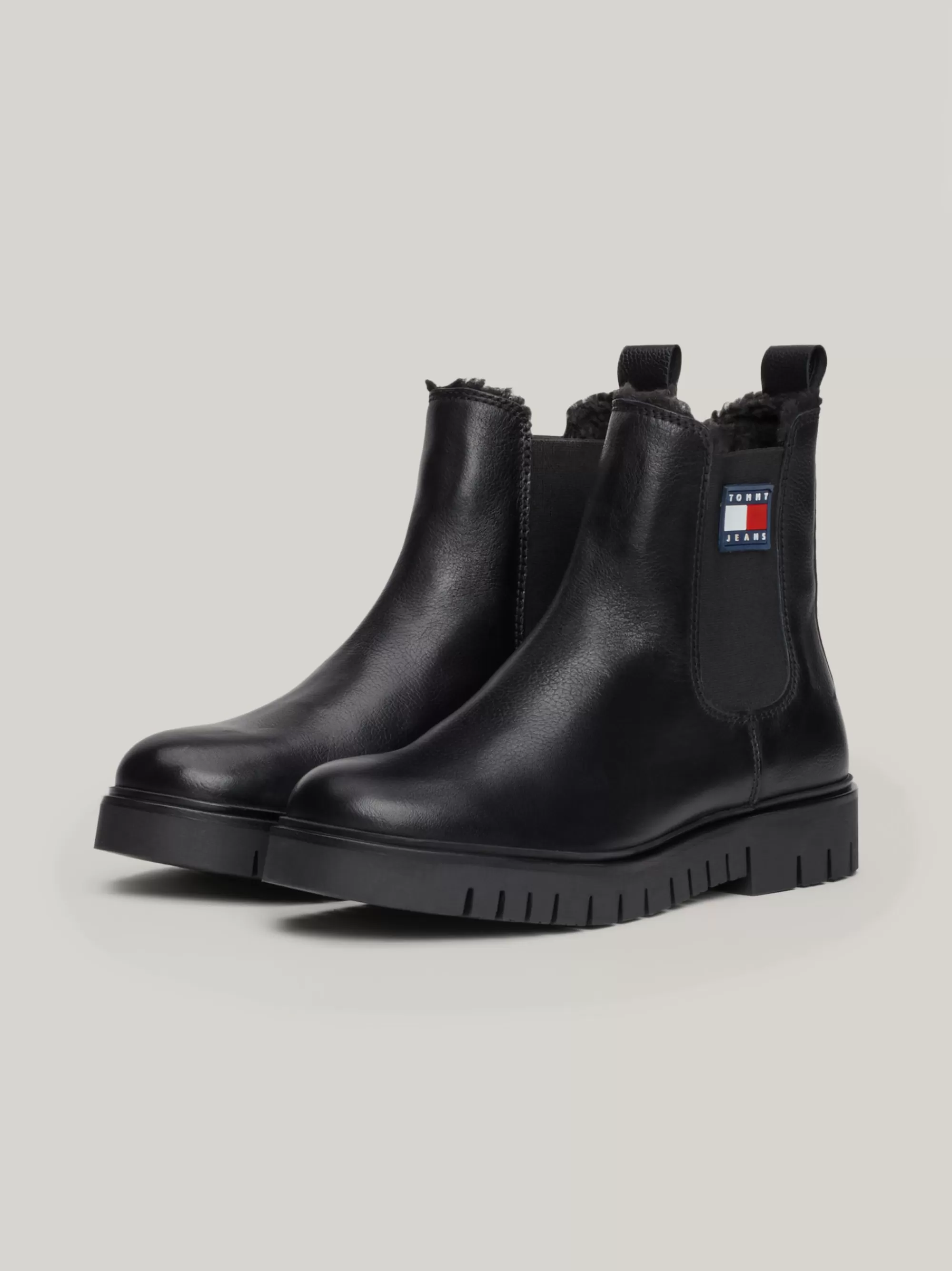 Chelsea Boots | Laarzen & Enkellaarzen*Tommy Hilfiger Leren Chelsea Boot Met Warme Voering BLACK