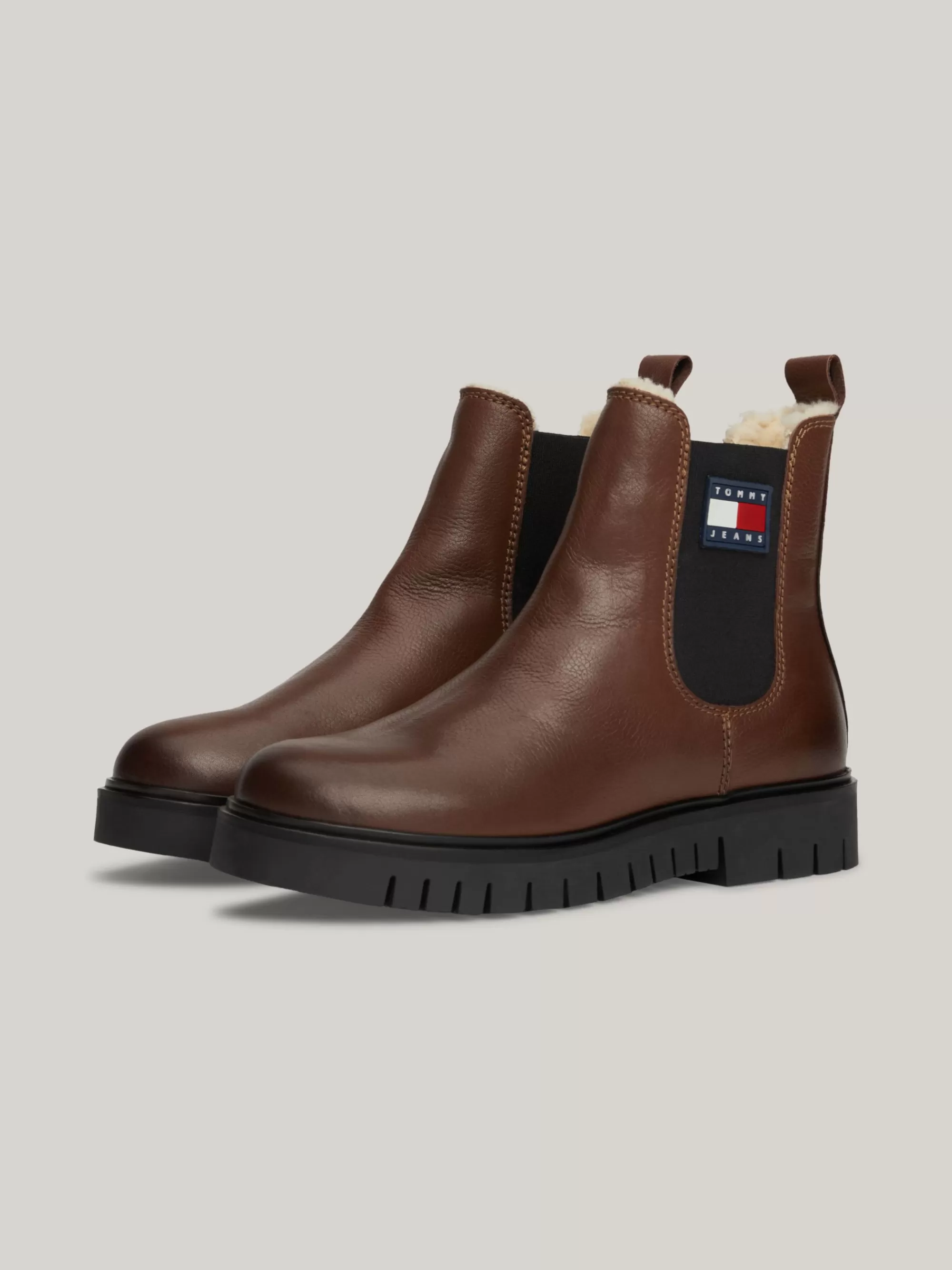 Chelsea Boots | Laarzen & Enkellaarzen*Tommy Hilfiger Leren Chelsea Boot Met Warme Voering CAROB CHOCOLATE