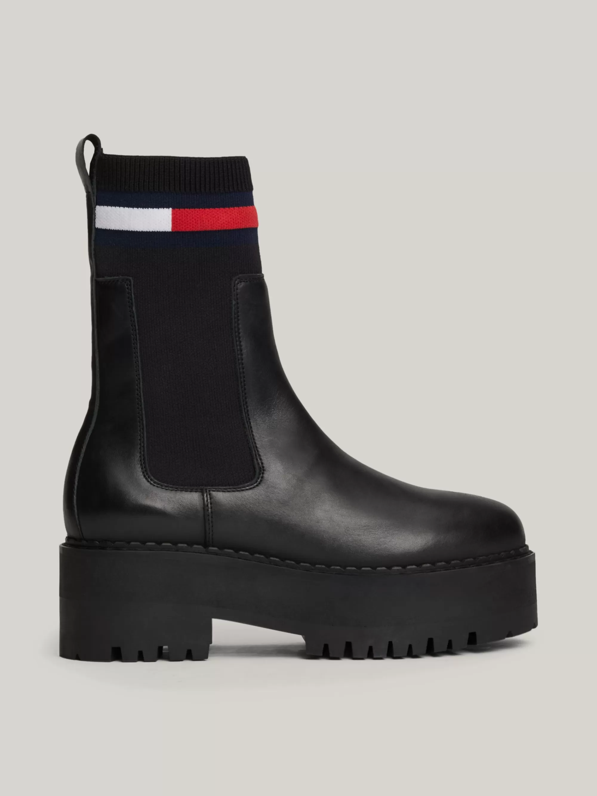 Chelsea Boots | Laarzen & Enkellaarzen*Tommy Hilfiger Leren Chelsea Platformsoklaars Met Profiel BLACK