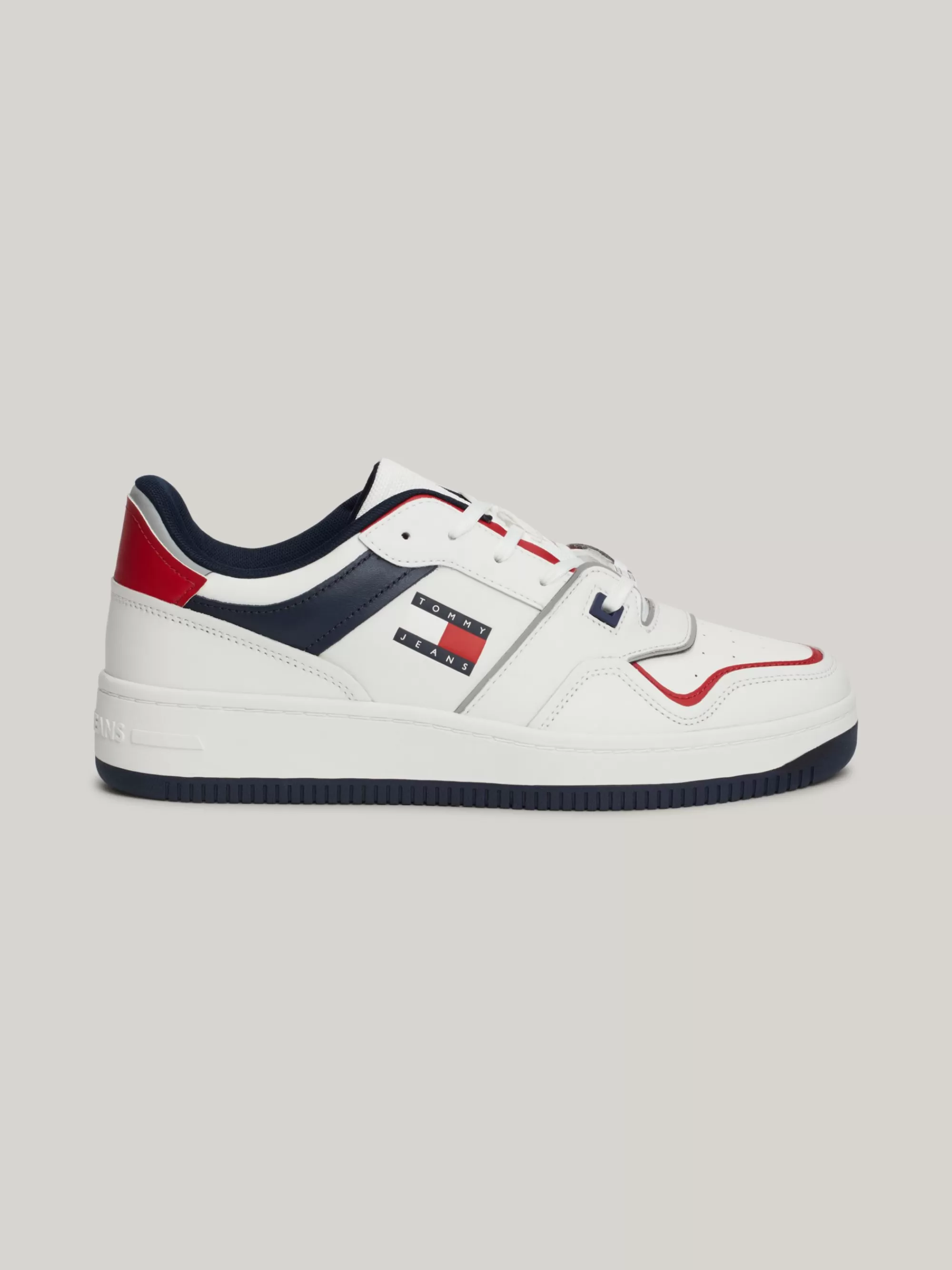 White Trainers | Sneakers*Tommy Hilfiger Leren Colour-blocked Sneaker Met Fijn Profiel SWEET CAYENNE