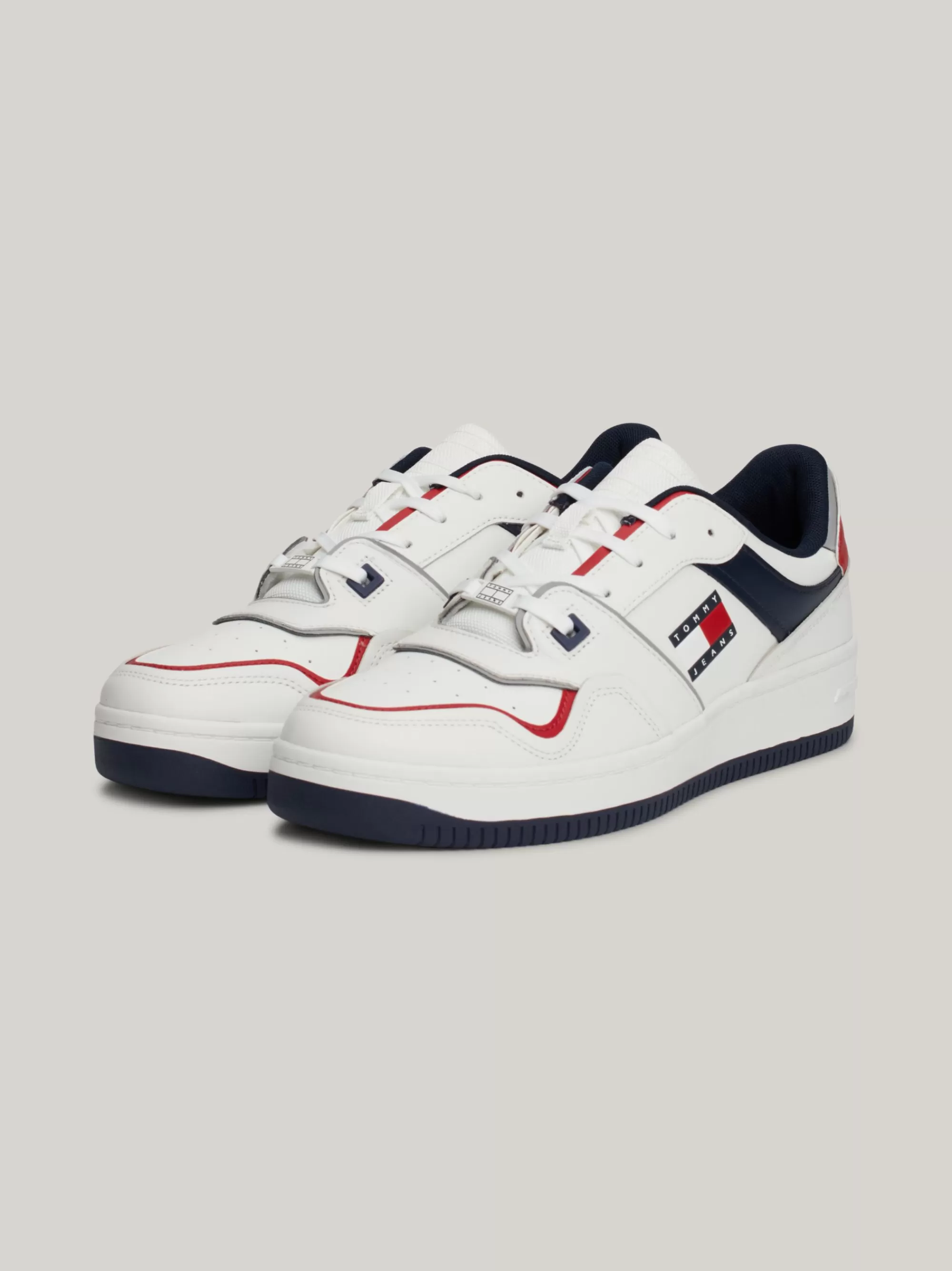White Trainers | Sneakers*Tommy Hilfiger Leren Colour-blocked Sneaker Met Fijn Profiel SWEET CAYENNE
