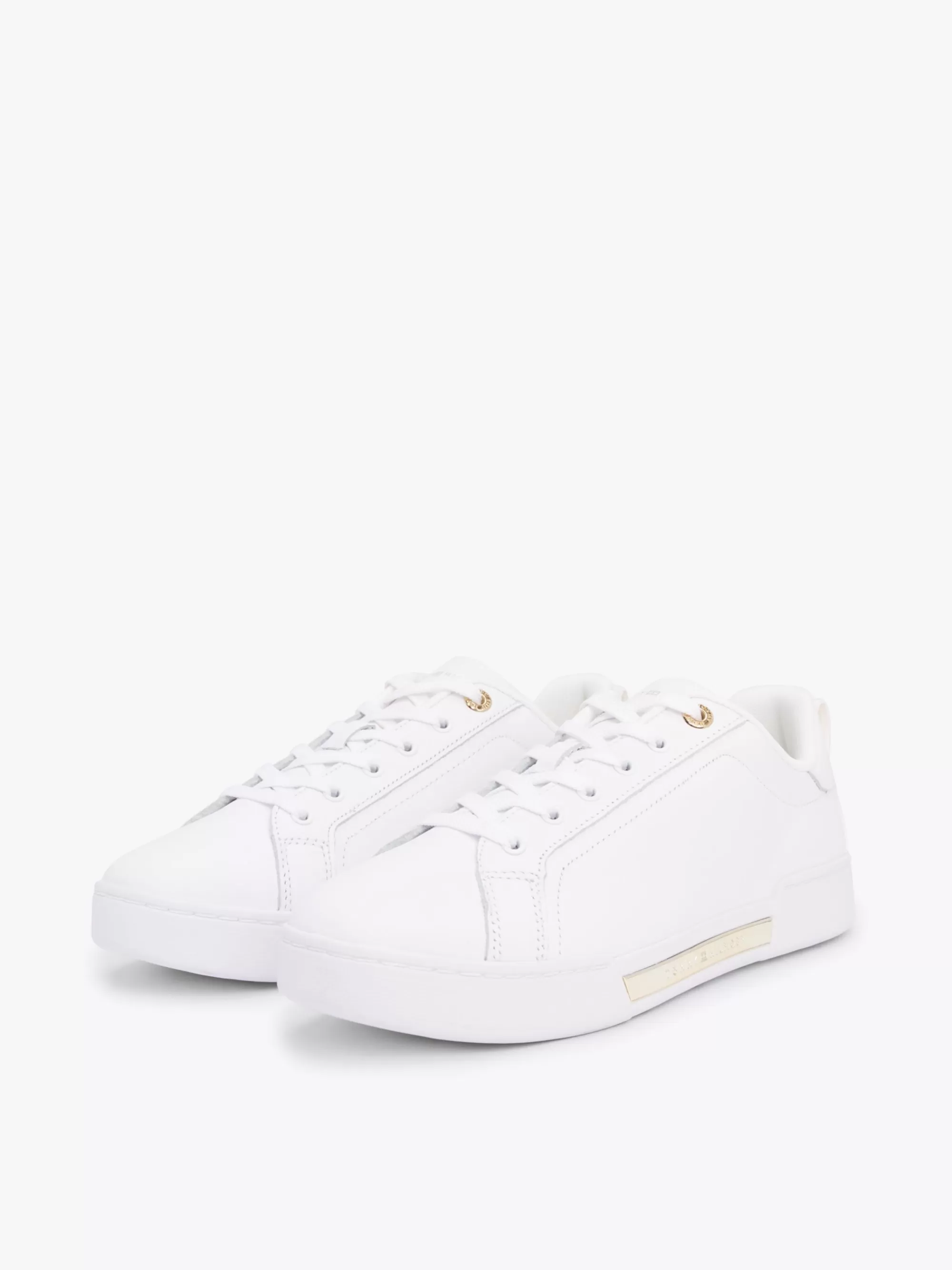 Sneakers*Tommy Hilfiger Leren Court Sneaker Met Cupsole WHITE