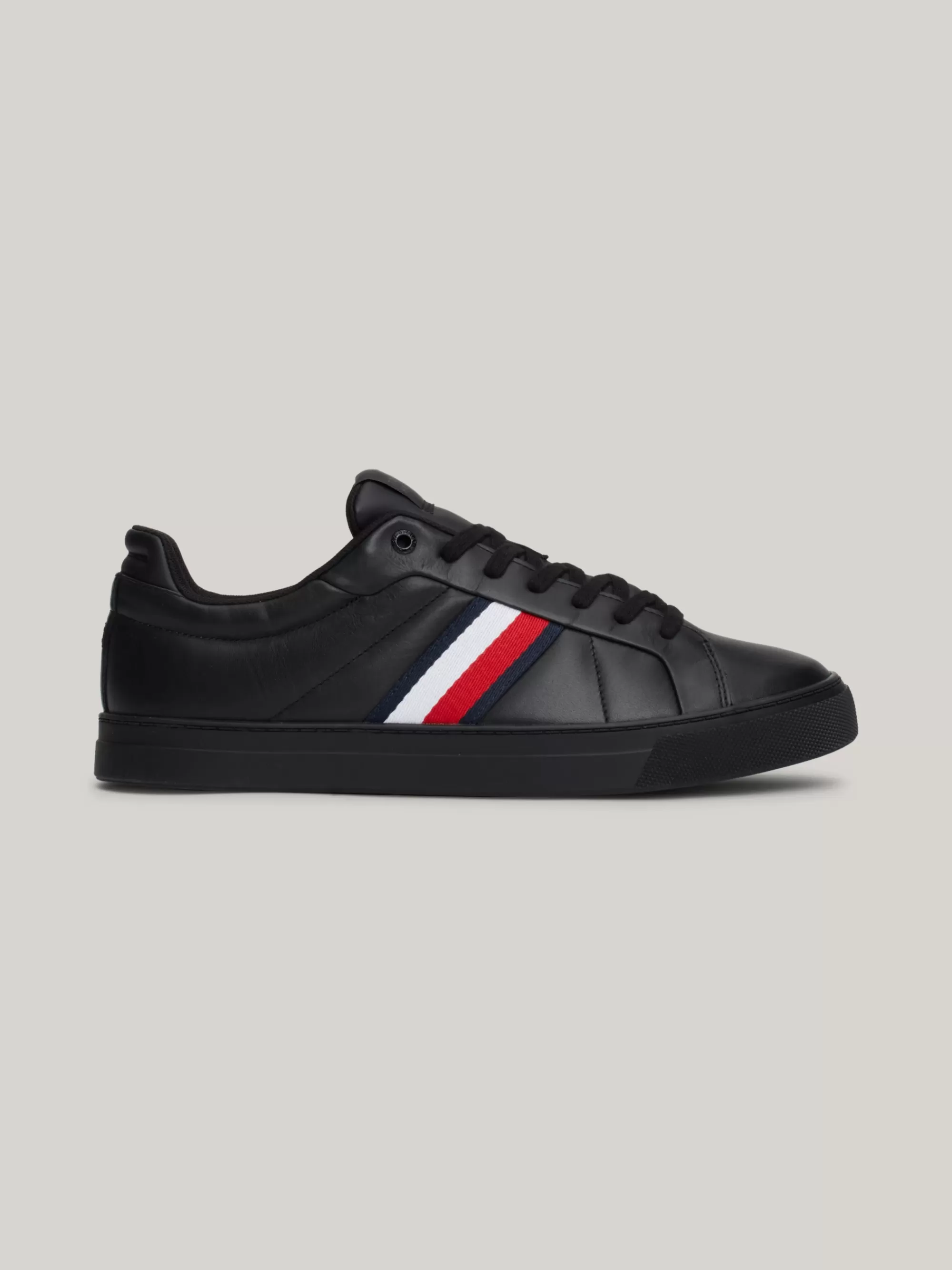 Sneakers*Tommy Hilfiger Leren Court Sneaker Met Signature-tape BLACK