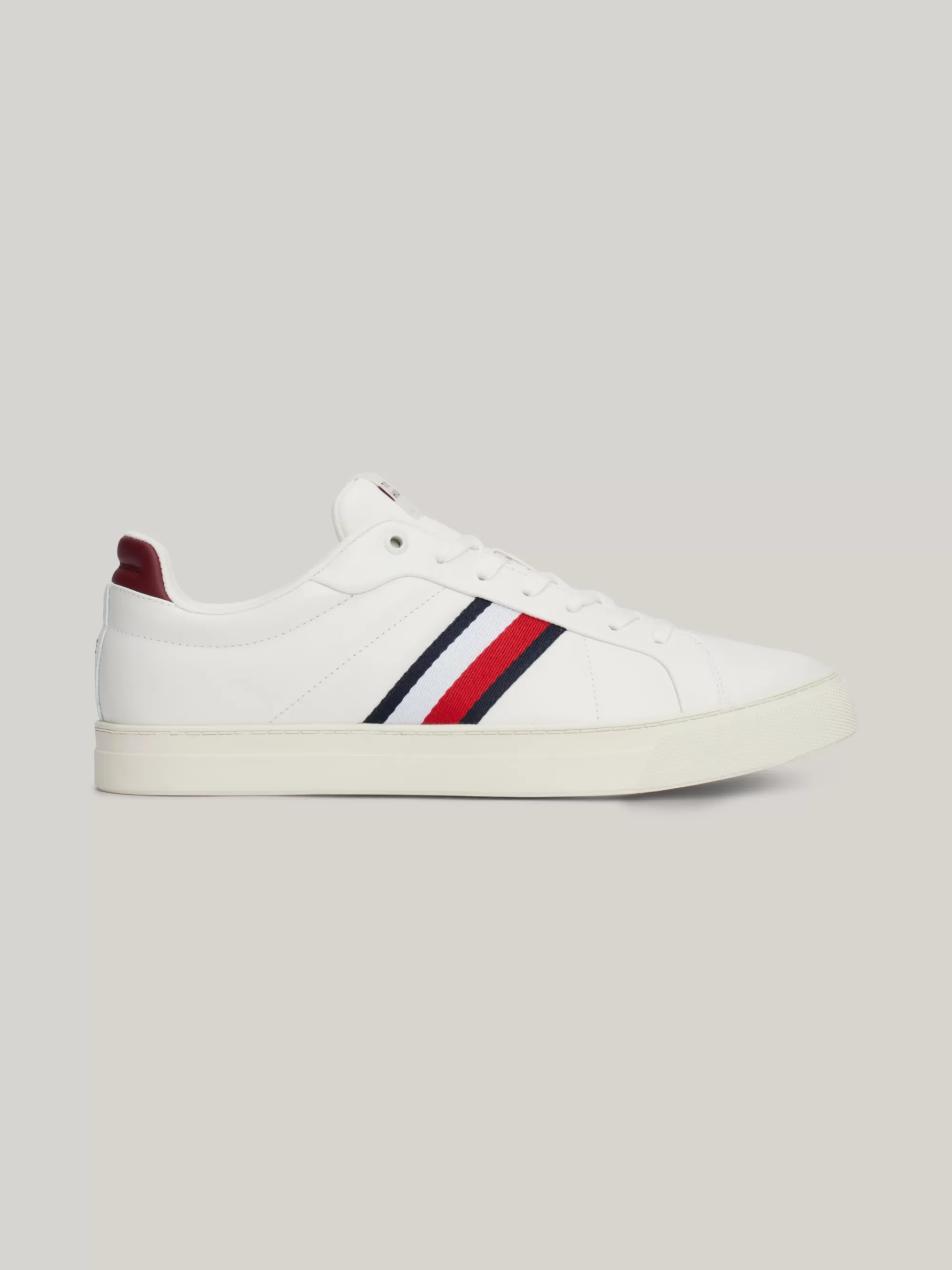 White Trainers | Sneakers*Tommy Hilfiger Leren Court Sneaker Met Signature-tape ANCIENT WHITE/ROUGE