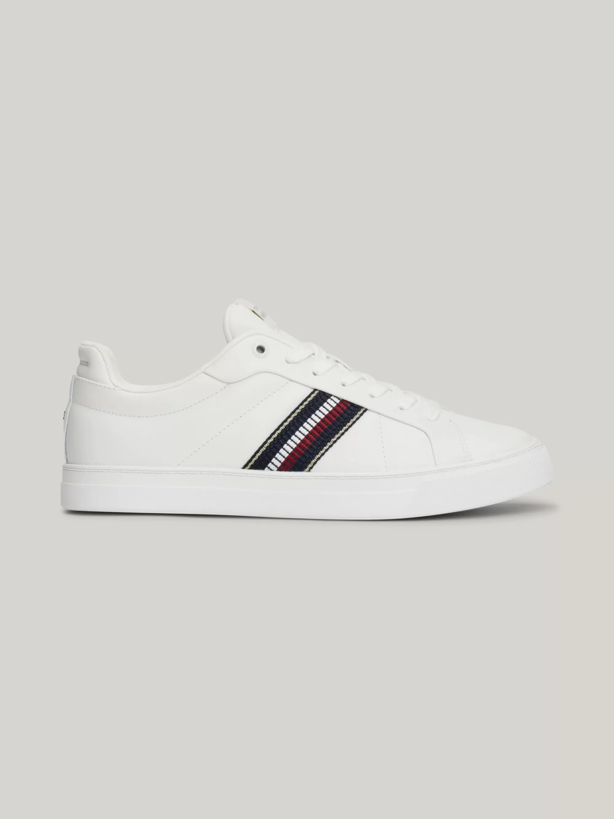 Sneakers*Tommy Hilfiger Leren Court Sneaker Met Signature-tape ECRU