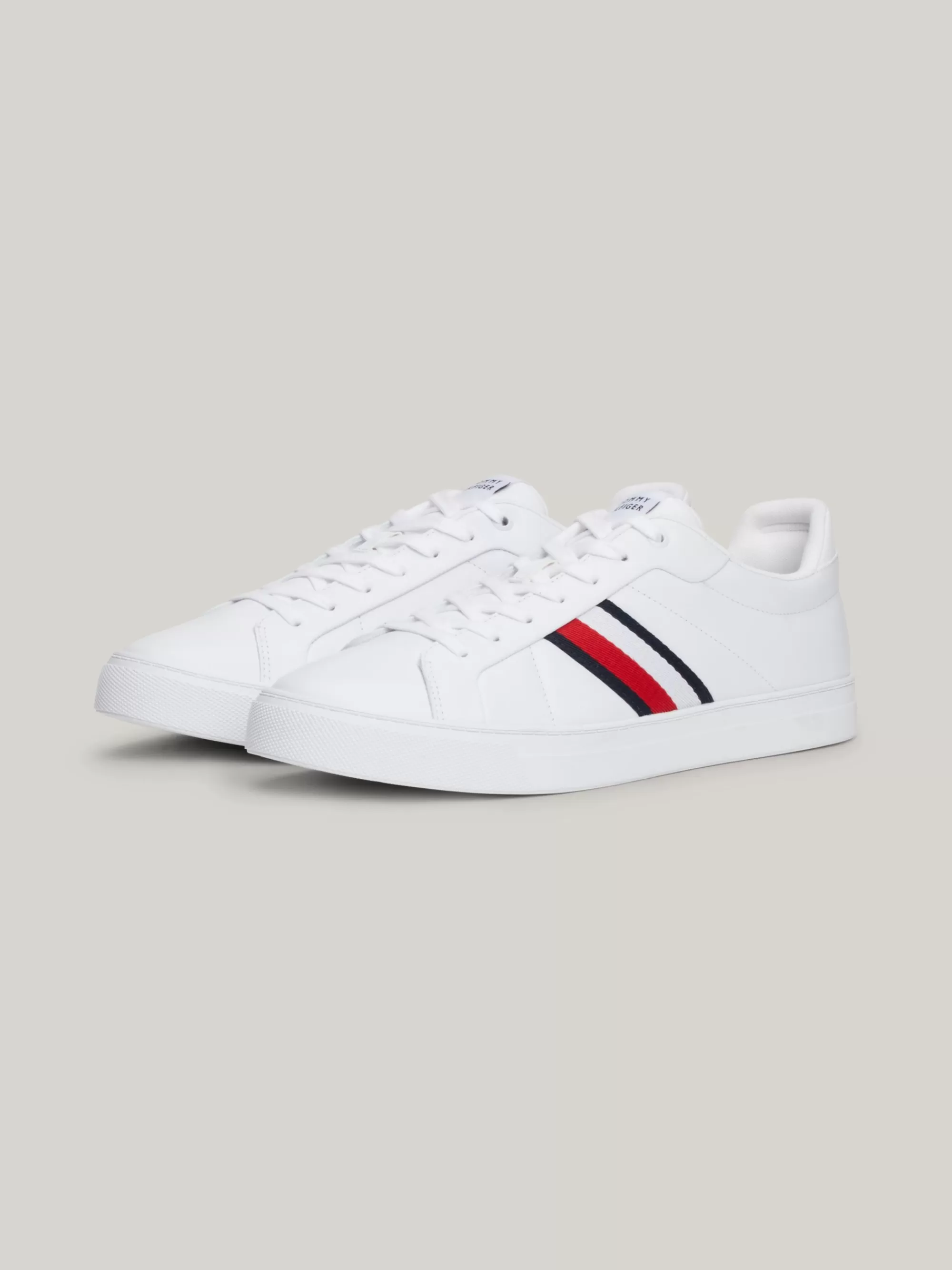 White Trainers | Sneakers*Tommy Hilfiger Leren Court Sneaker Met Signature-tape WHITE