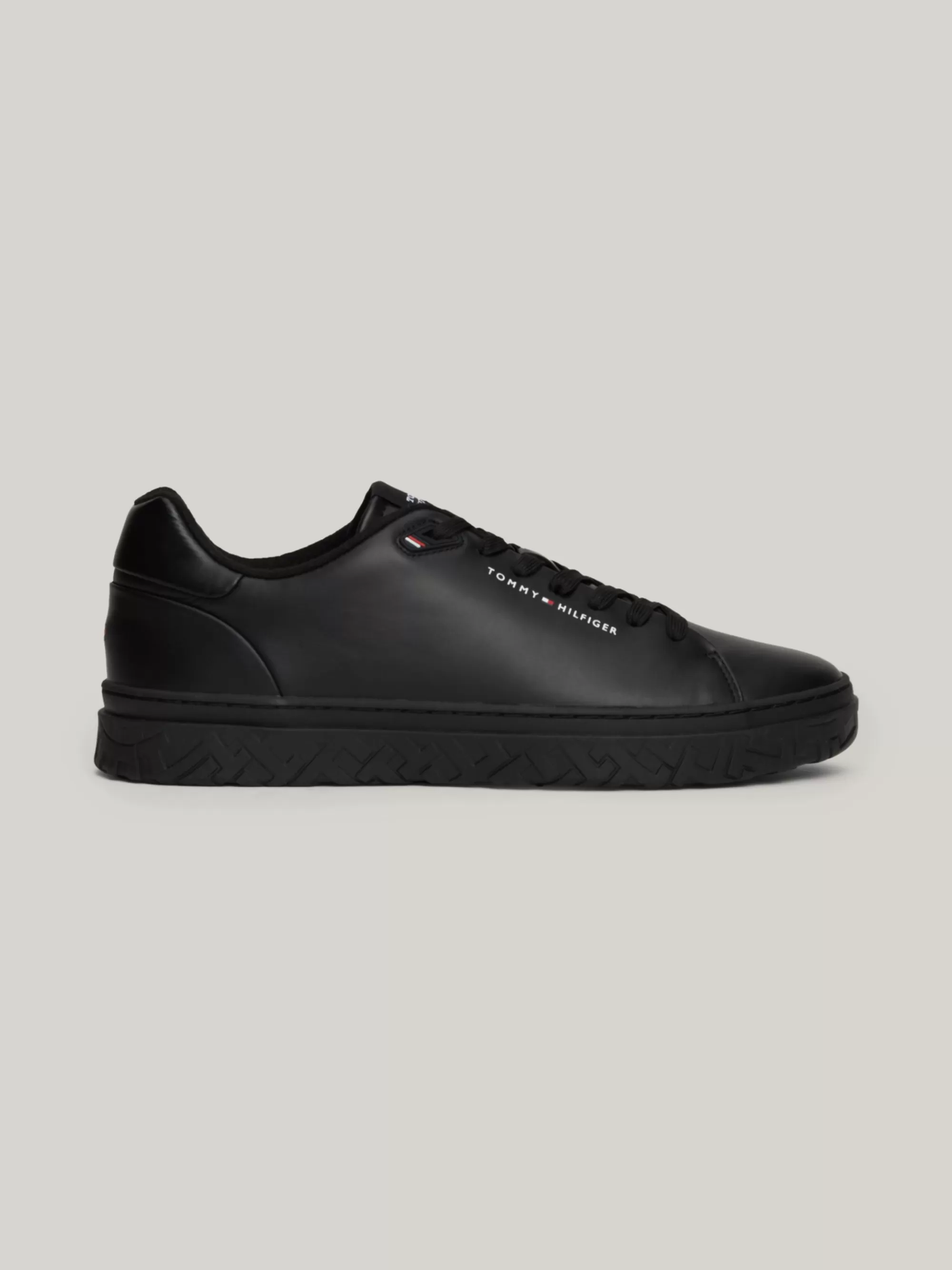 Sneakers*Tommy Hilfiger Leren Court Sneaker Met TH-monogram BLACK