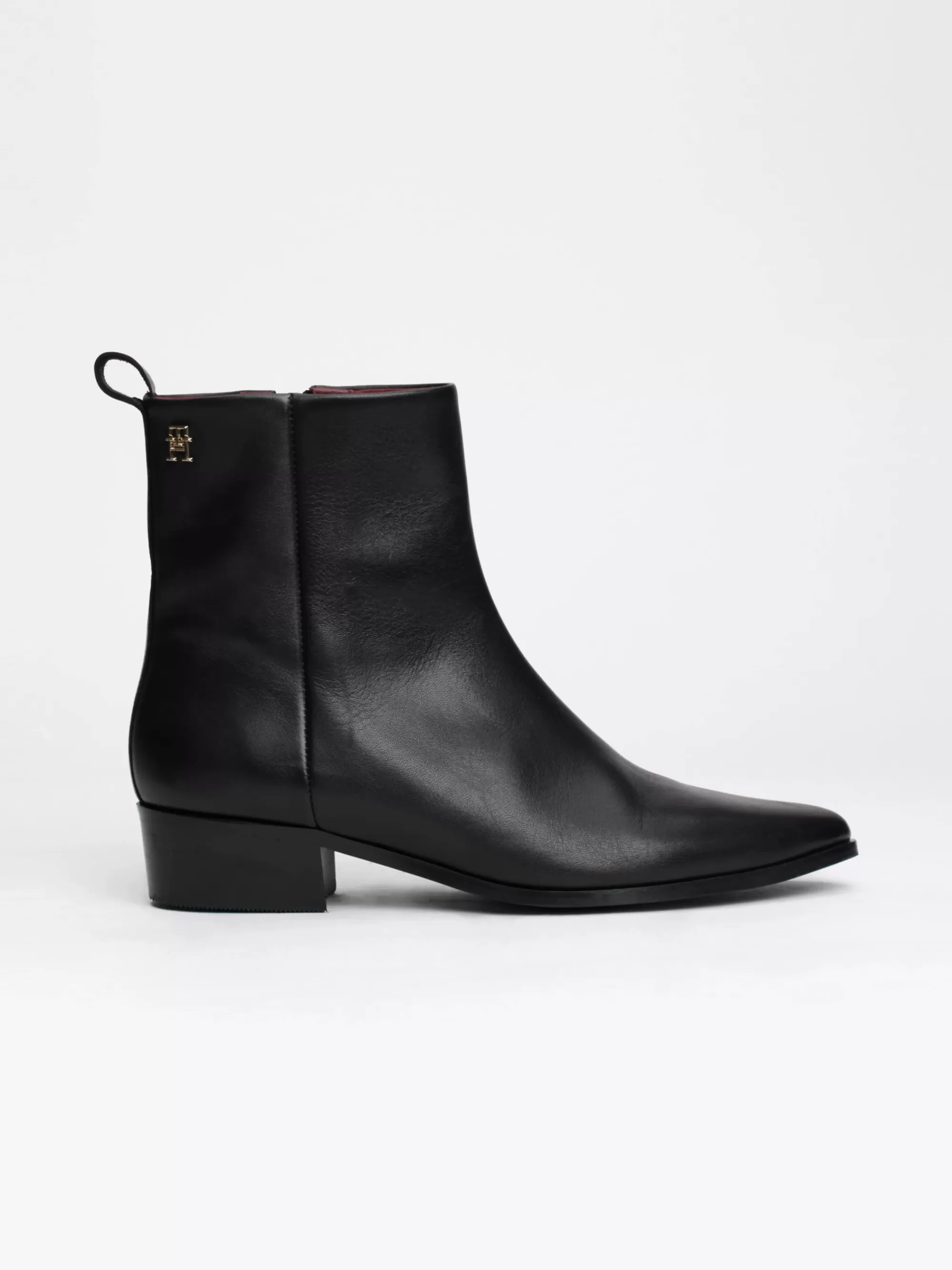 Laarzen & Enkellaarzen*Tommy Hilfiger Leren Cowboylaars Met TH-monogram BLACK