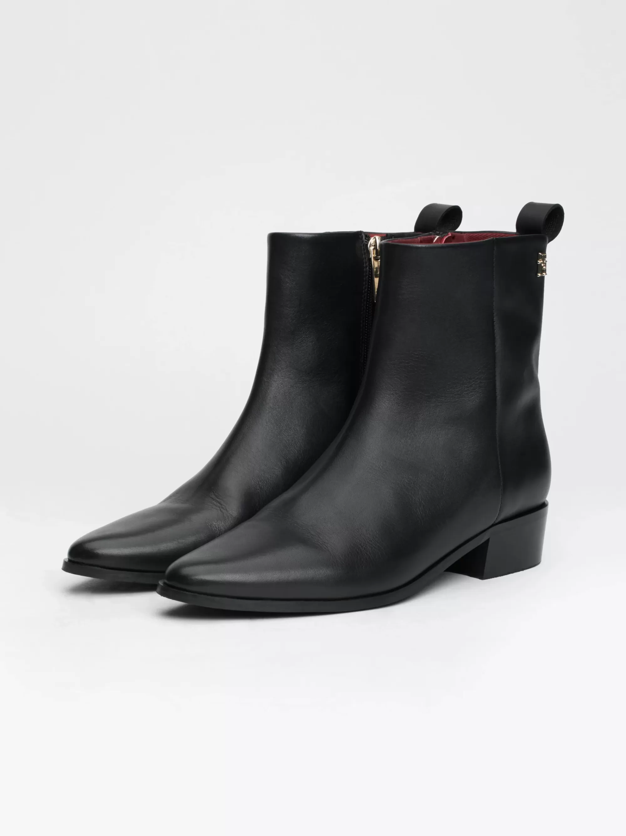 Laarzen & Enkellaarzen*Tommy Hilfiger Leren Cowboylaars Met TH-monogram BLACK
