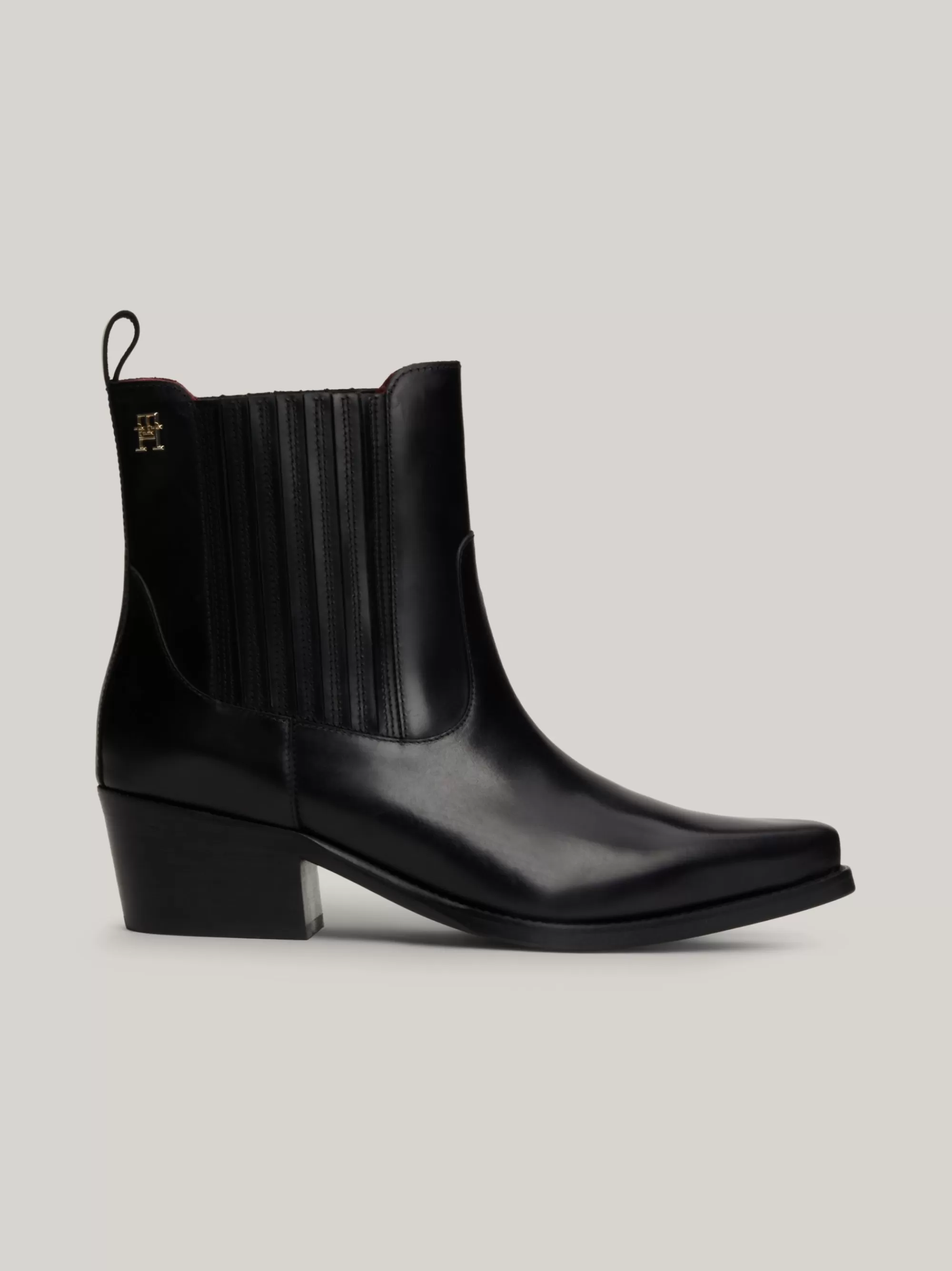 Laarzen & Enkellaarzen*Tommy Hilfiger Leren Cowboylaarzen Met TH-monogram BLACK