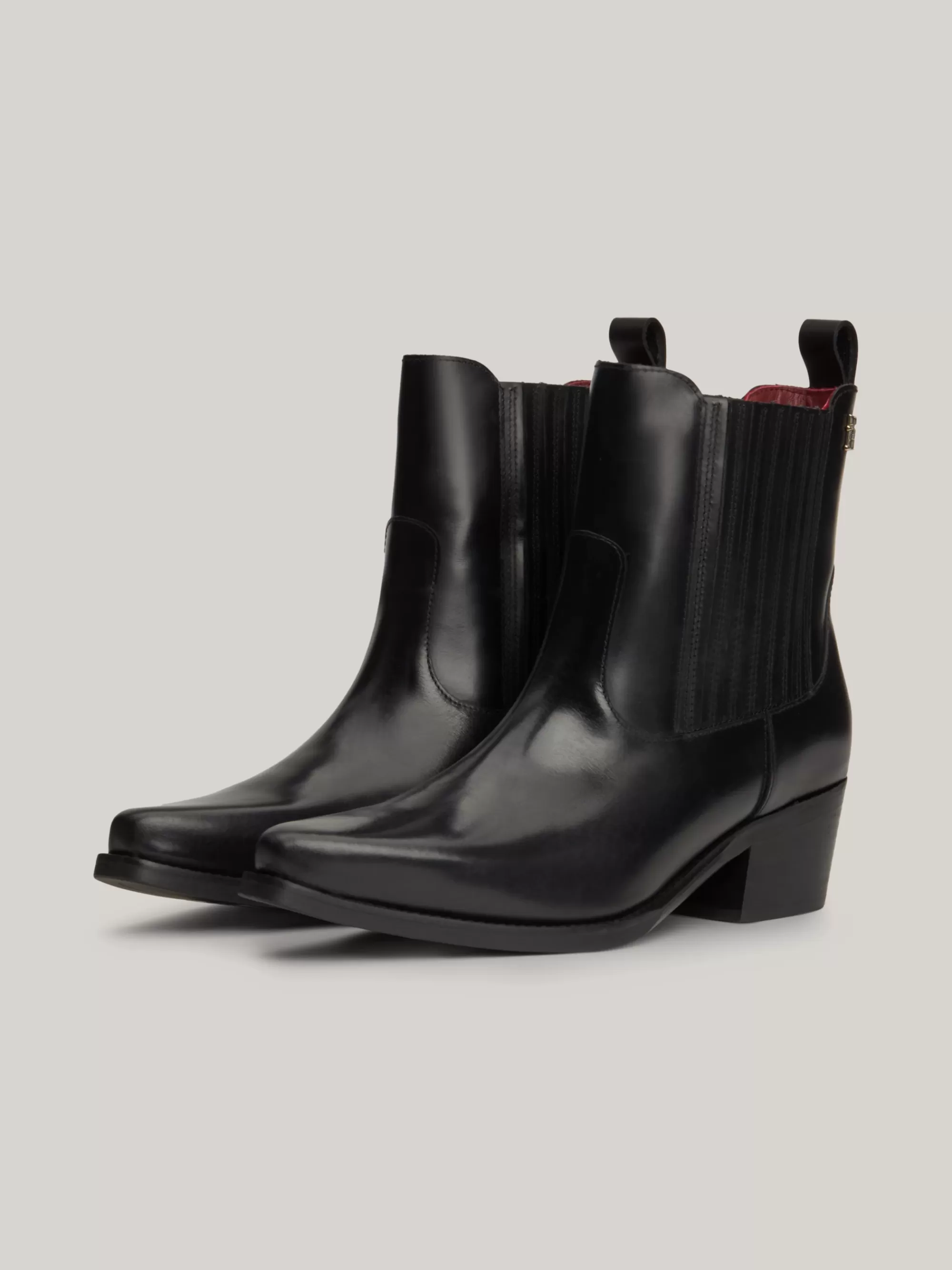 Laarzen & Enkellaarzen*Tommy Hilfiger Leren Cowboylaarzen Met TH-monogram BLACK