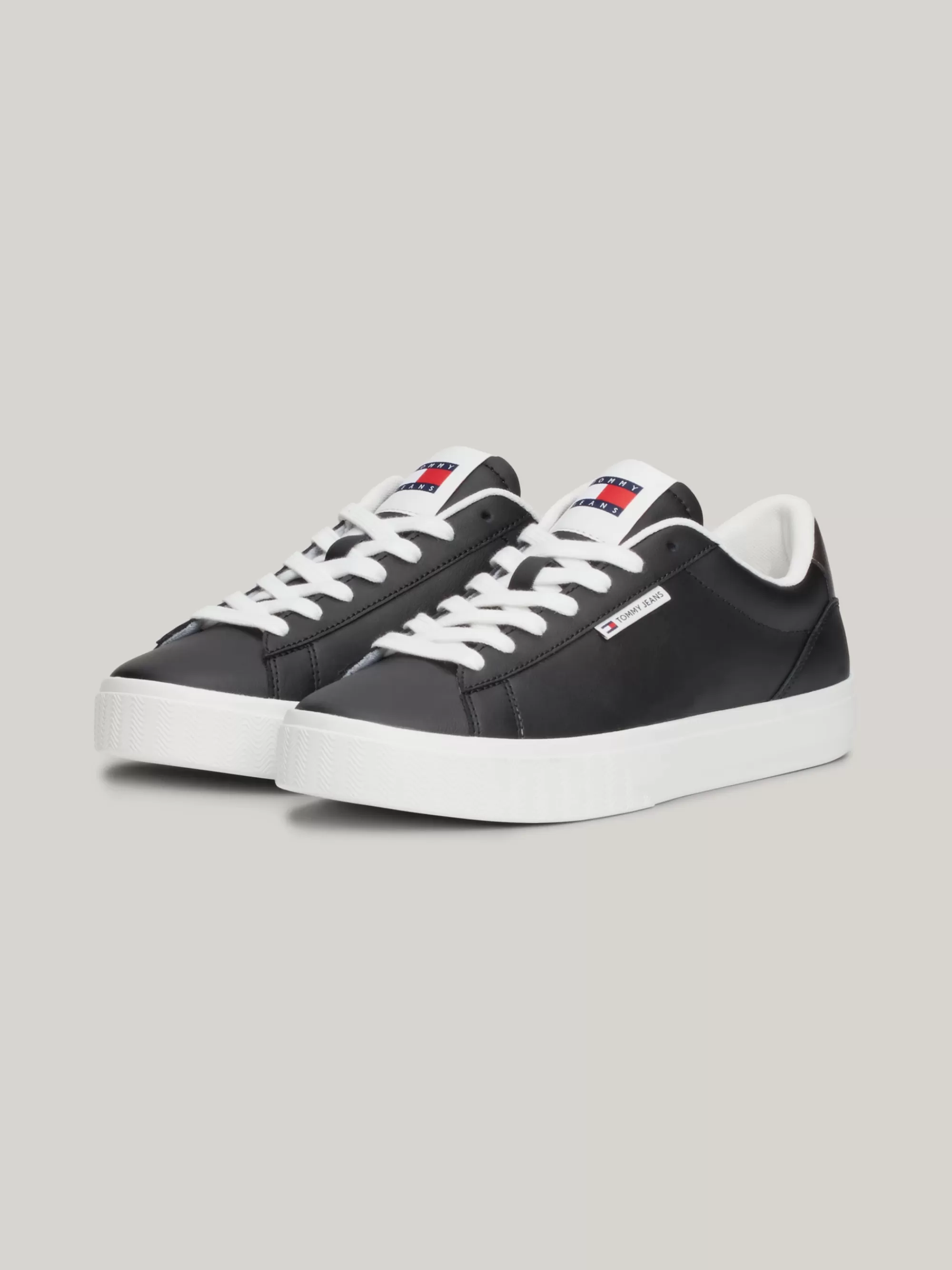 Sneakers*Tommy Hilfiger Leren Cupsolesneaker Met Metallic Hiel BLACK