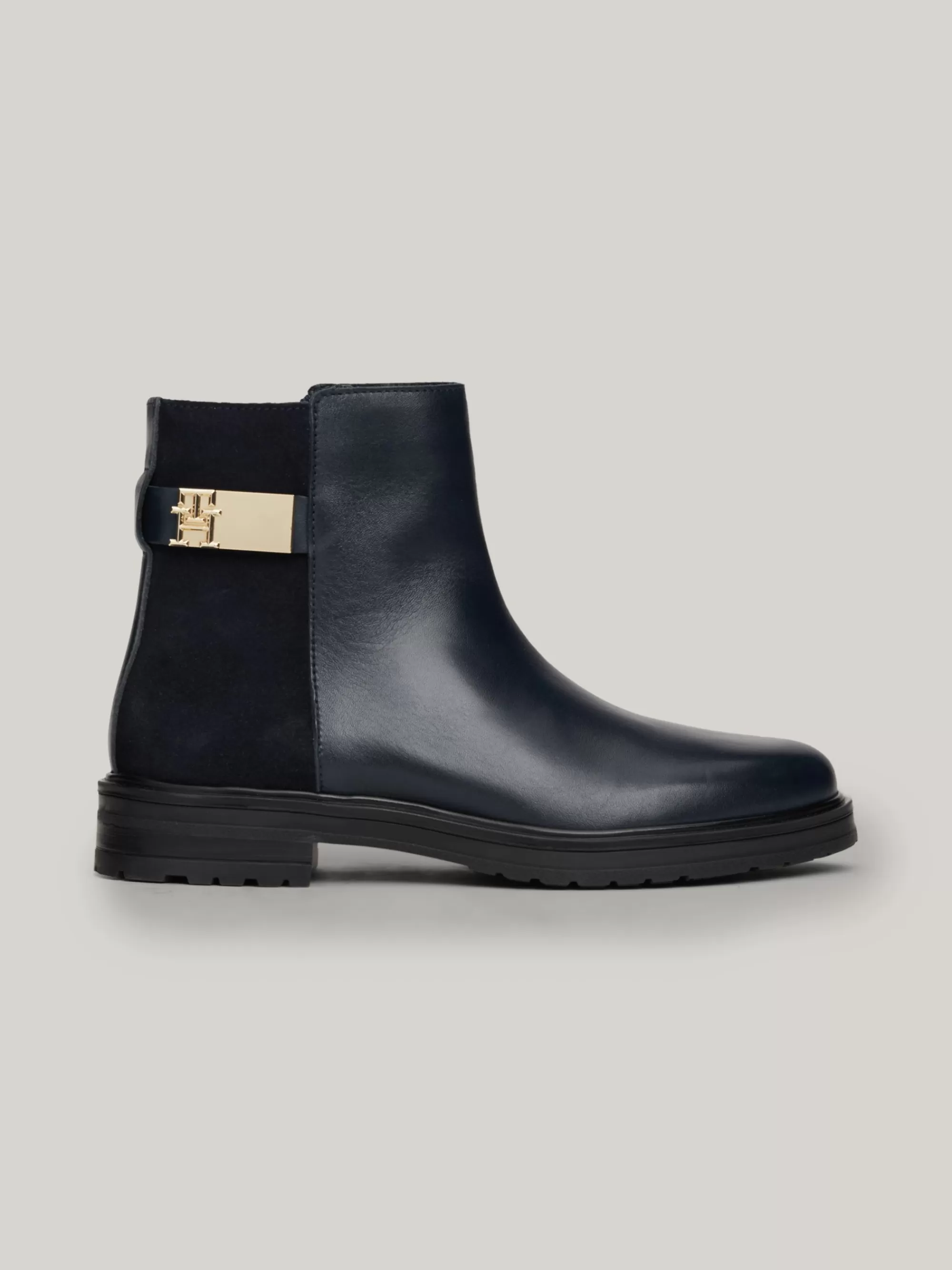 Chelsea Boots | Laarzen & Enkellaarzen*Tommy Hilfiger Leren Enkellaars Met Gemengde Texturen SPACE BLUE