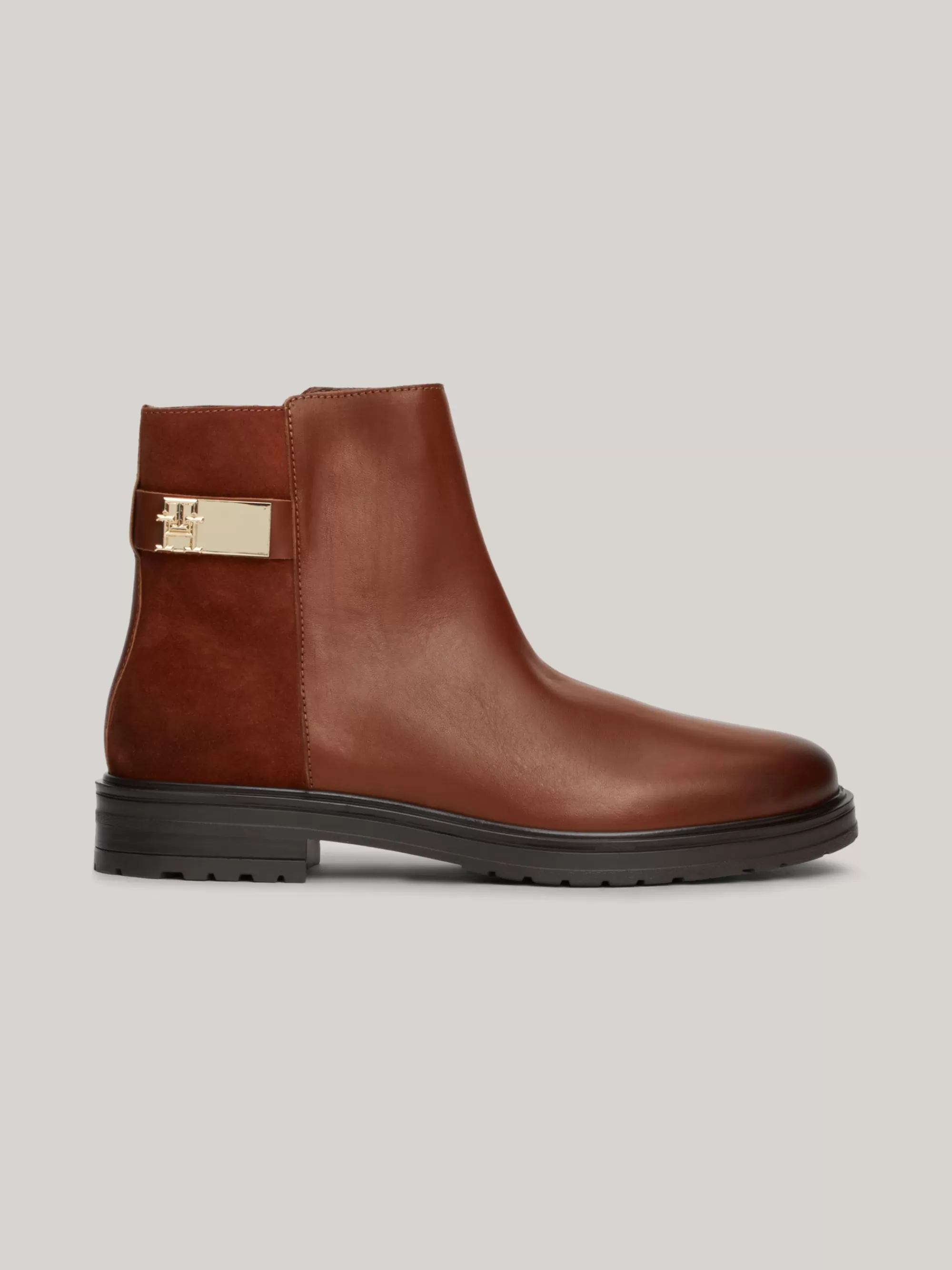 Chelsea Boots | Laarzen & Enkellaarzen*Tommy Hilfiger Leren Enkellaars Met Gemengde Texturen COGNAC BROWN