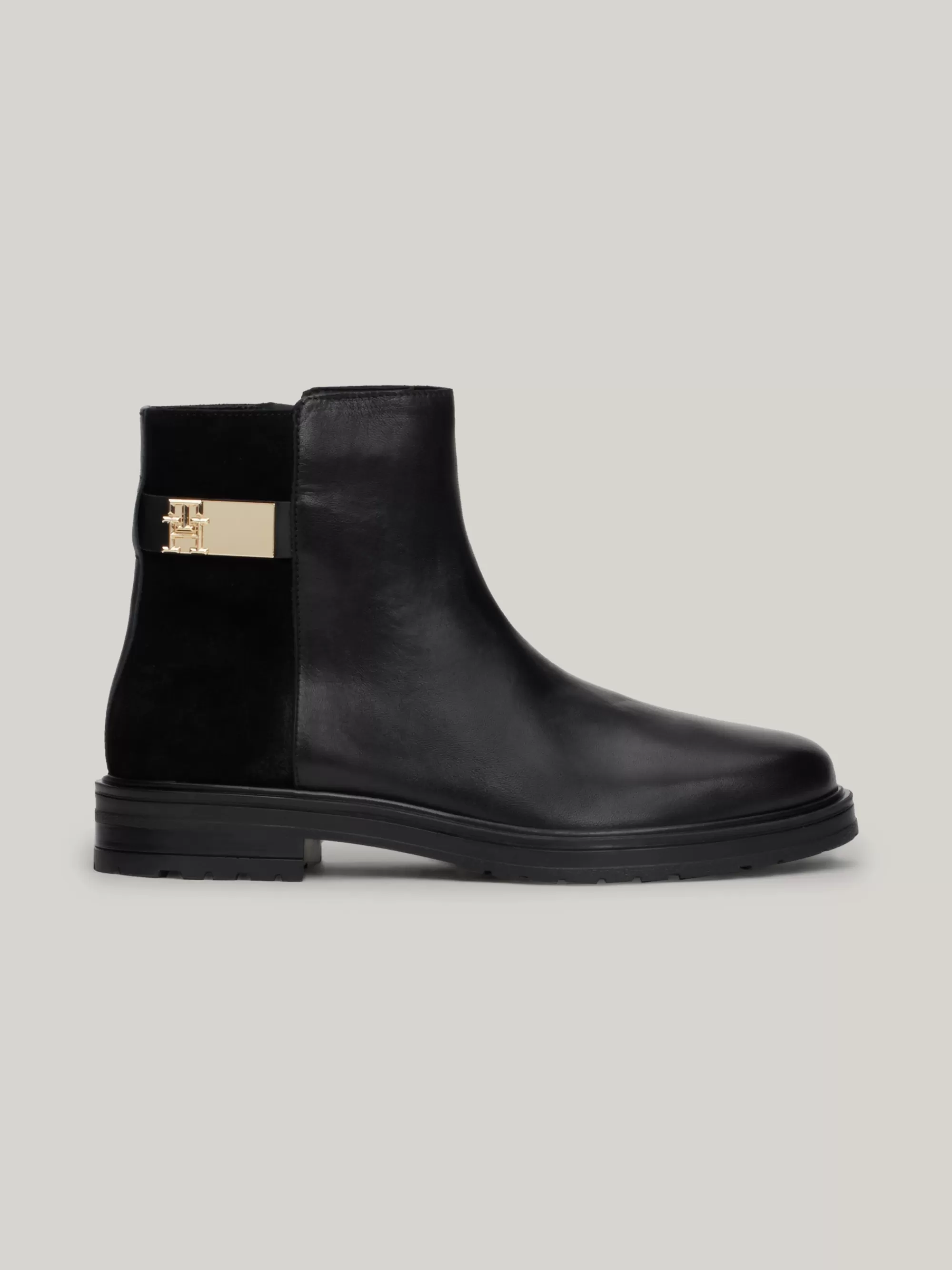 Chelsea Boots | Laarzen & Enkellaarzen*Tommy Hilfiger Leren Enkellaars Met Gemengde Texturen BLACK