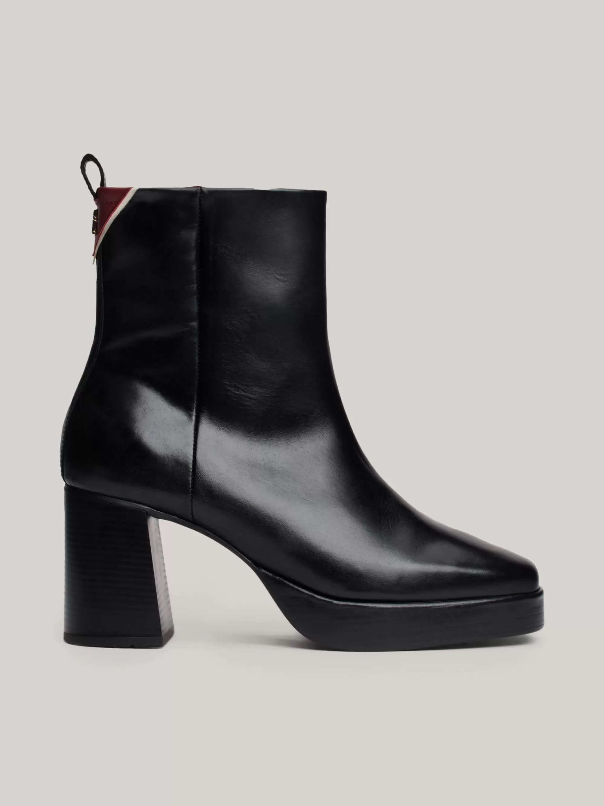 Enkellaarzen | Laarzen & Enkellaarzen*Tommy Hilfiger Leren Enkellaars Met Hoge Hak En TH-monogram BLACK