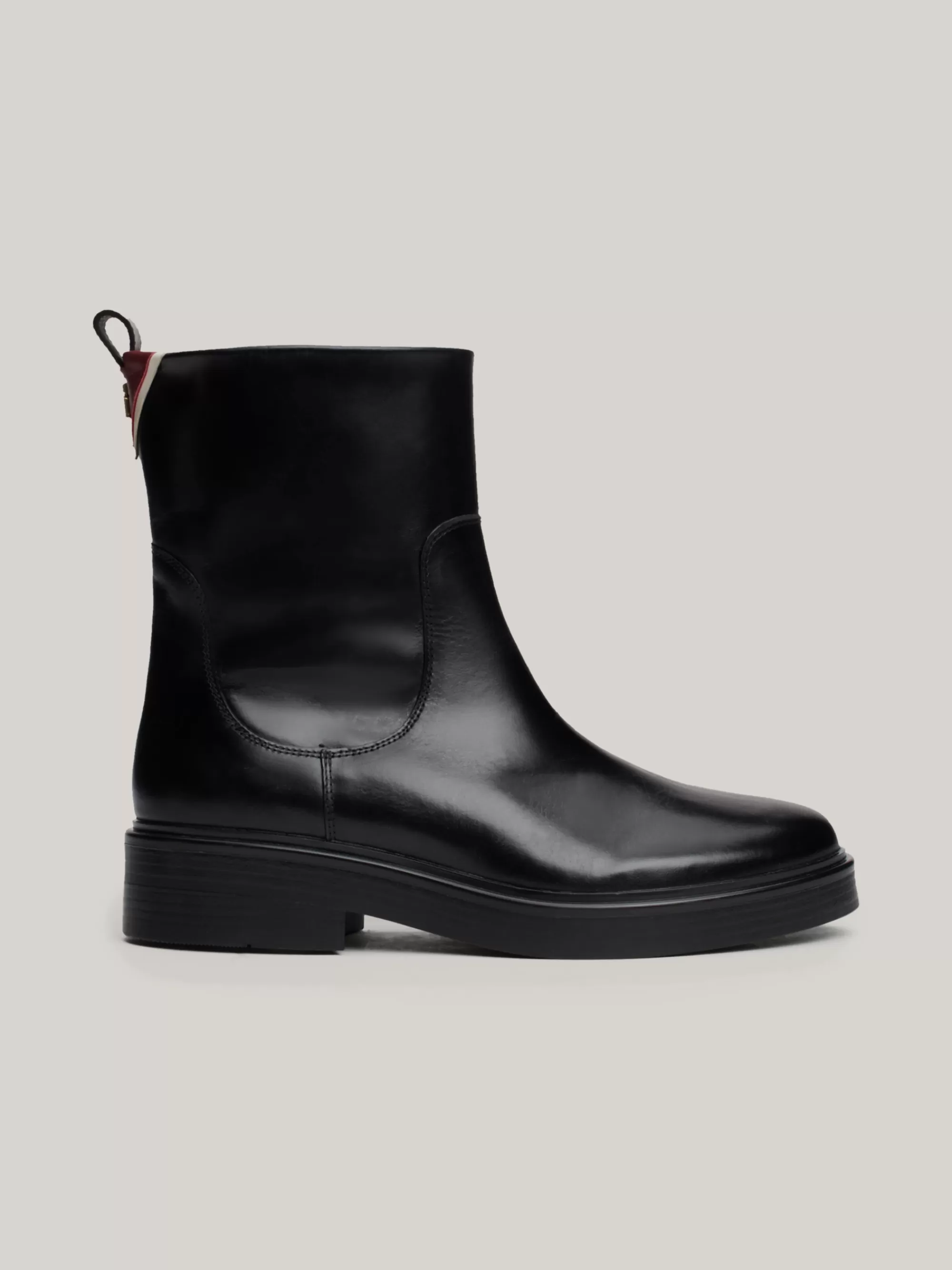 Enkellaarzen | Laarzen & Enkellaarzen*Tommy Hilfiger Leren Enkellaars Met Rits BLACK