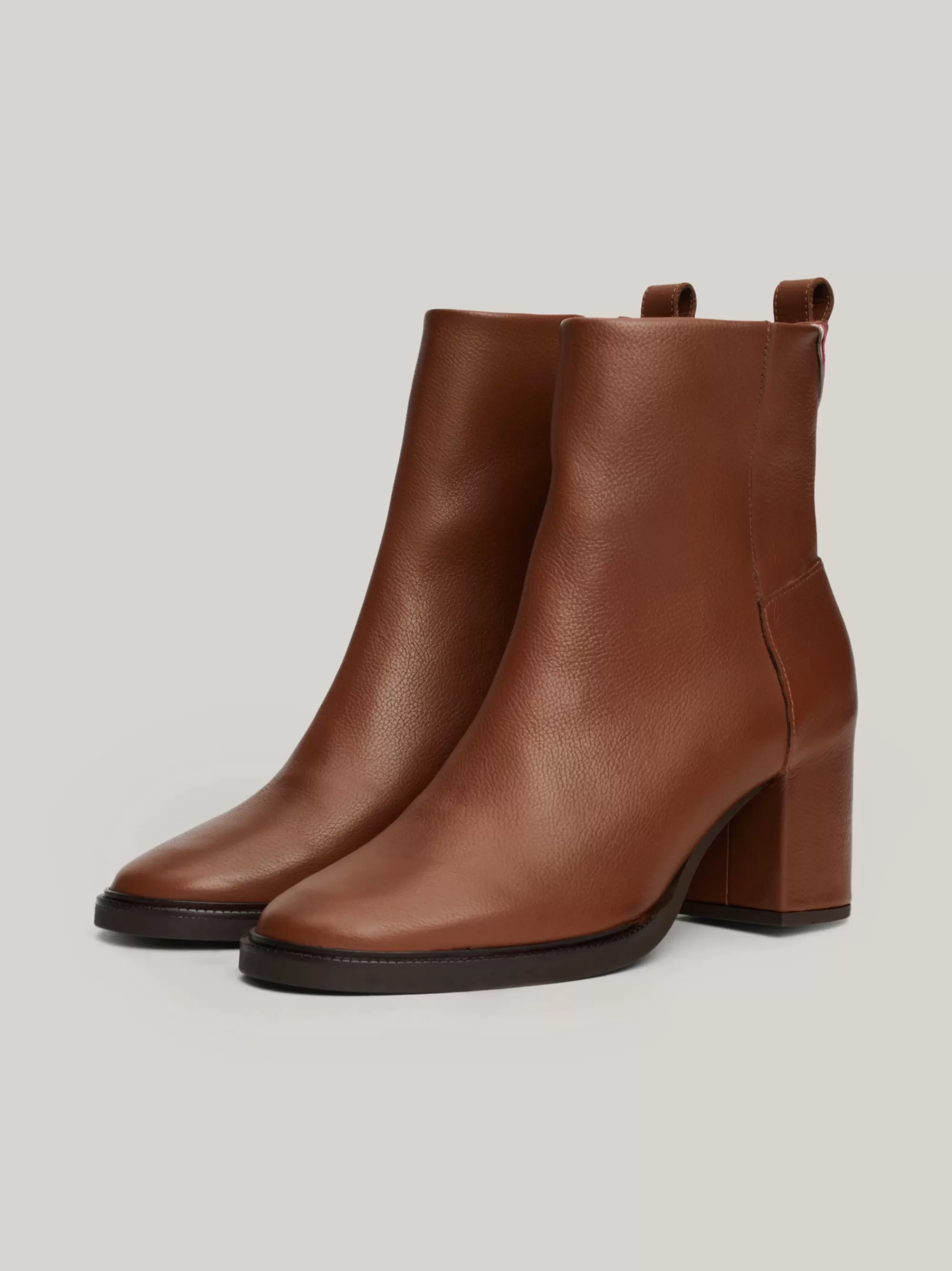 Enkellaarzen | Laarzen & Enkellaarzen*Tommy Hilfiger Leren Enkellaars Met TH-monogram COGNAC BROWN