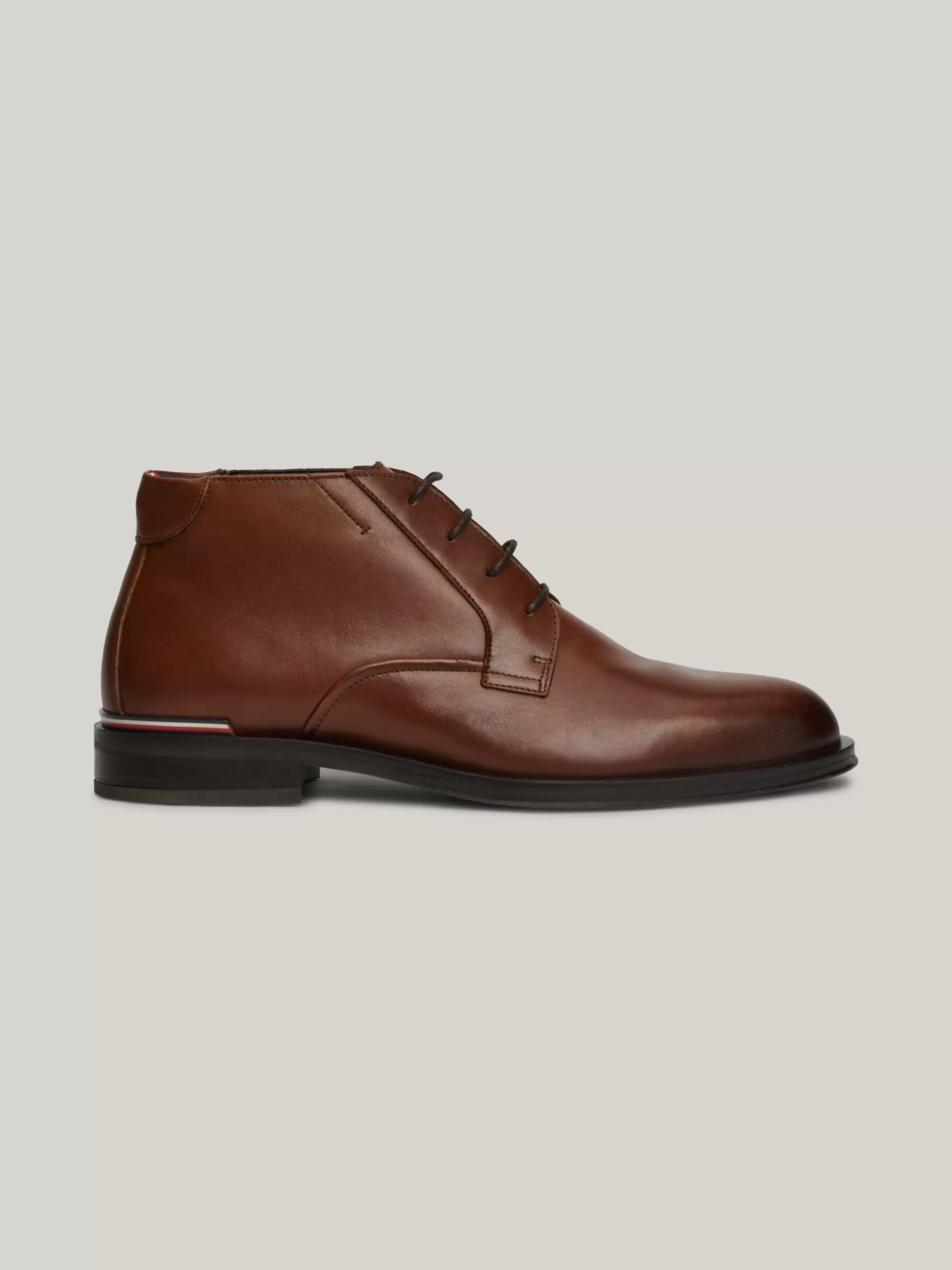 Formele Schoenen | Veterboots*Tommy Hilfiger Leren Enkellaars Met Veters WINTER COGNAC