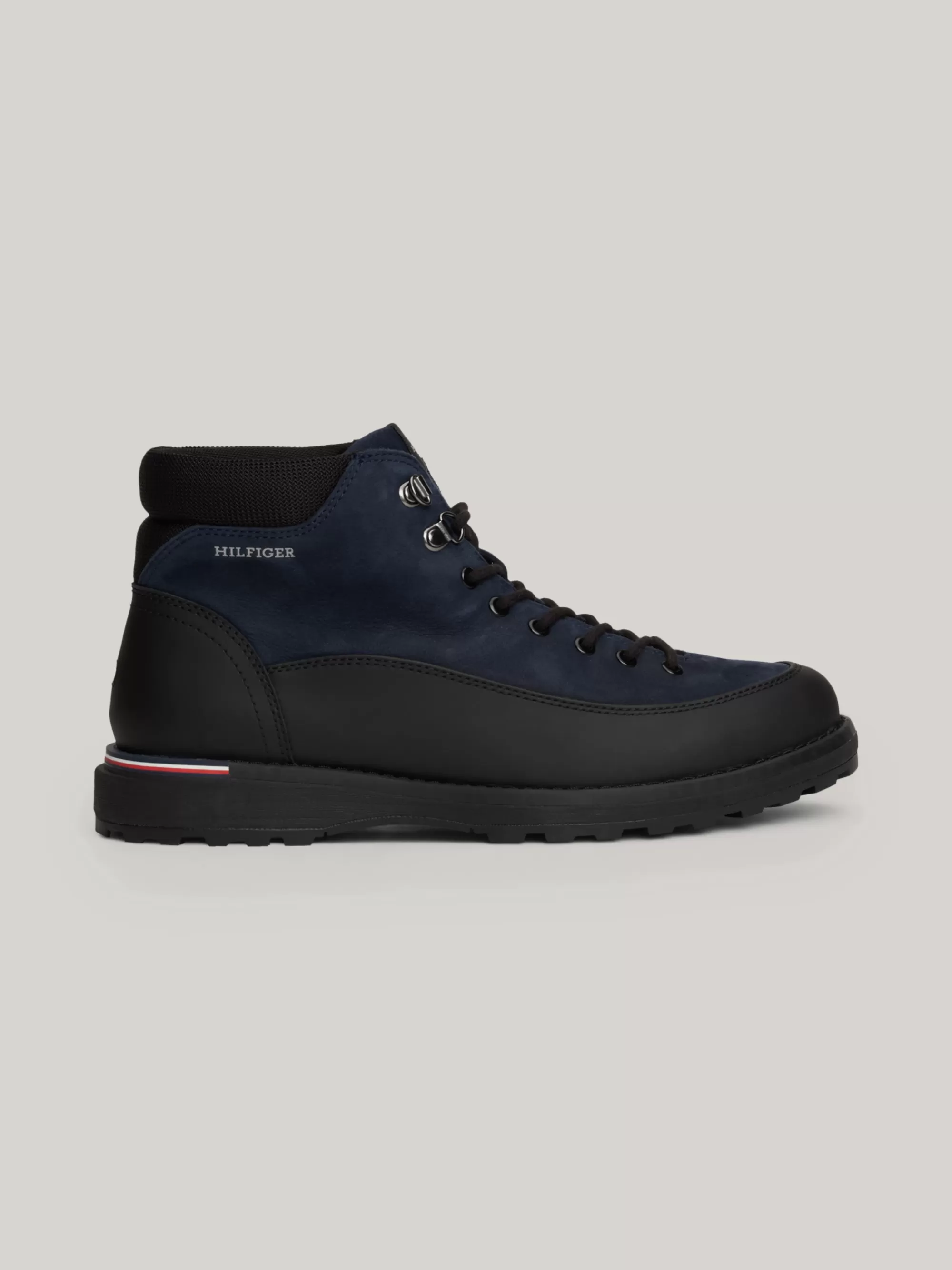 Veterboots | Laarzen*Tommy Hilfiger Leren Enkellaars Met Veters DESERT SKY