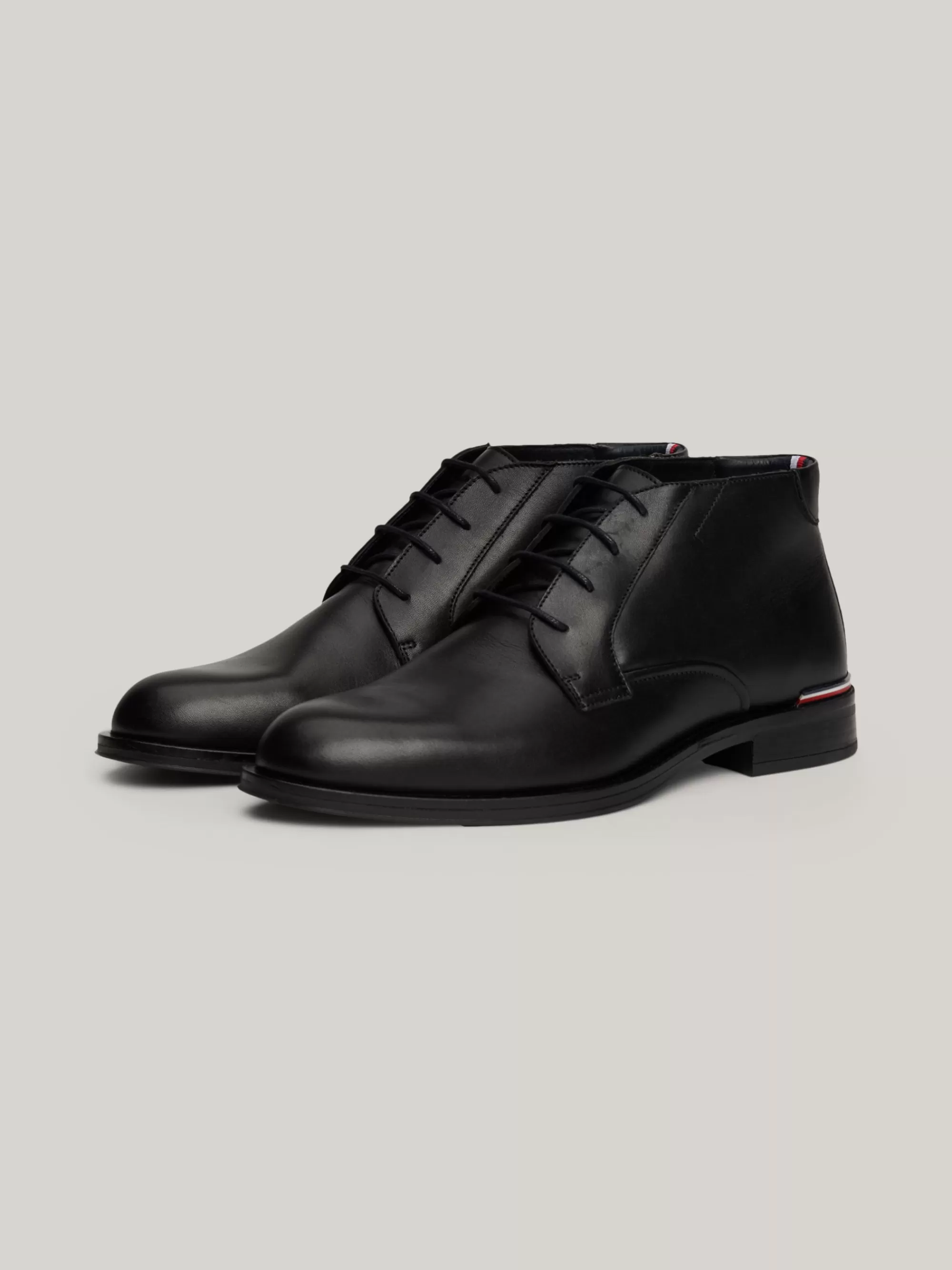 Formele Schoenen | Veterboots*Tommy Hilfiger Leren Enkellaars Met Veters BLACK