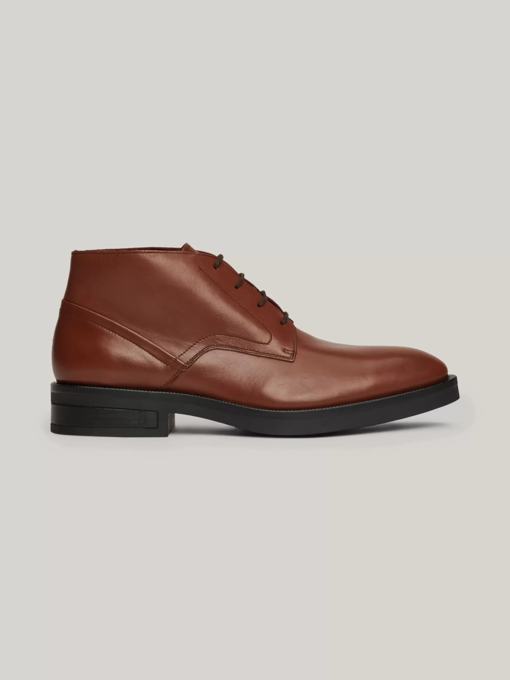 Veterboots | Laarzen*Tommy Hilfiger Leren Enkellaars Met Veters En TH-monogram WINTER COGNAC
