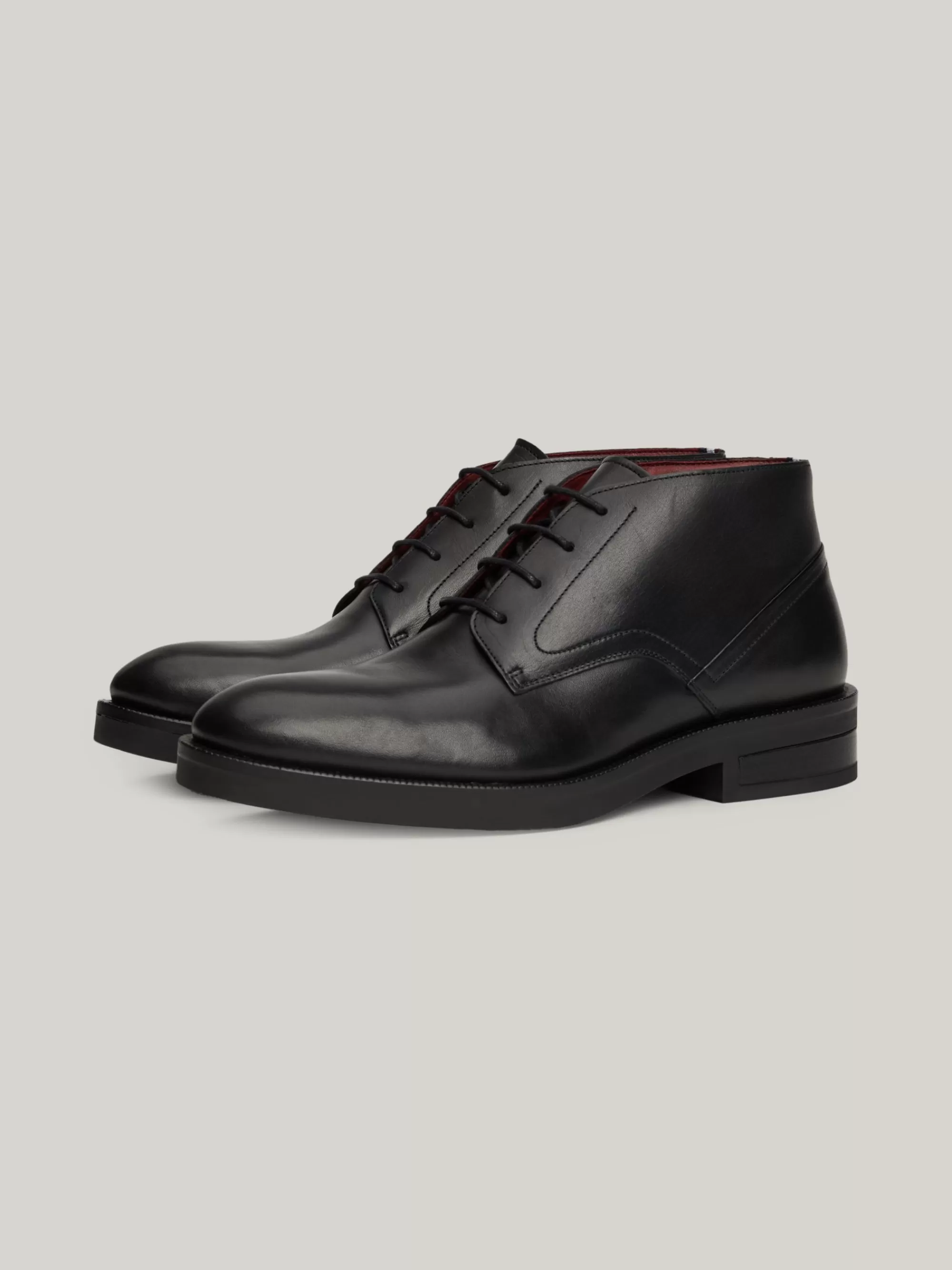 Veterboots | Laarzen*Tommy Hilfiger Leren Enkellaars Met Veters En TH-monogram BLACK