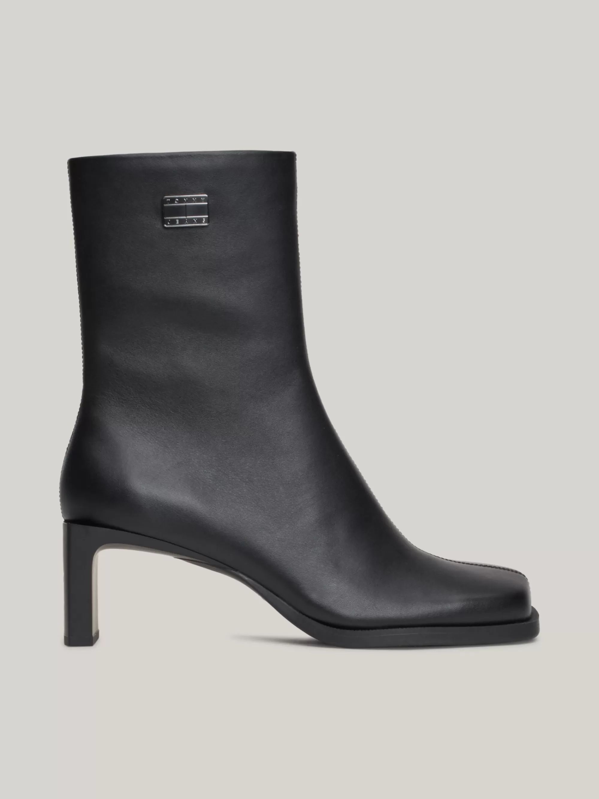 Enkellaarzen | Laarzen & Enkellaarzen*Tommy Hilfiger Leren Enkellaars Met Vierkante Neus BLACK