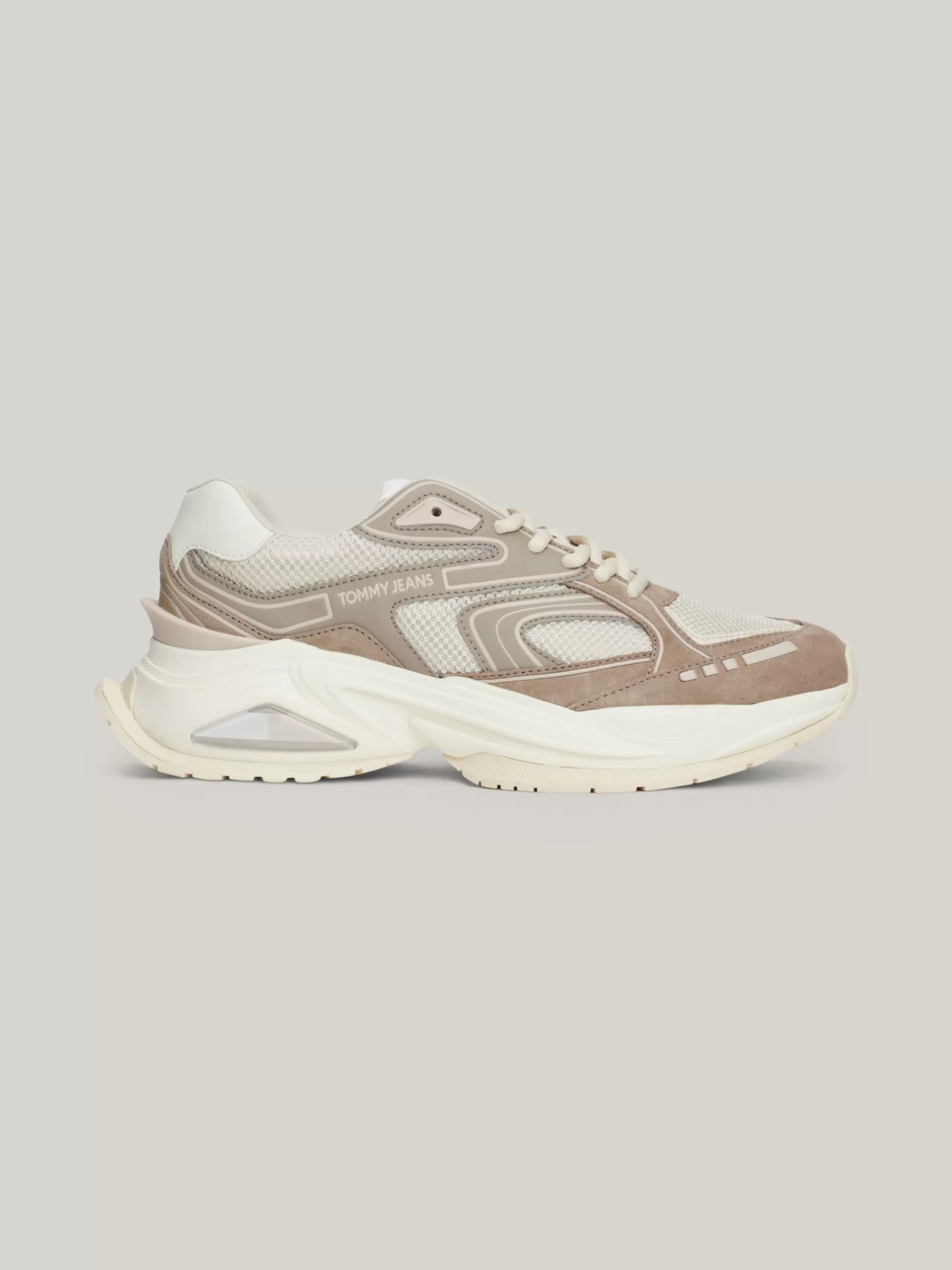 Sneakers*Tommy Hilfiger Leren Getextureerde Sneaker Met Chunky Zool DUSKY TAUPE