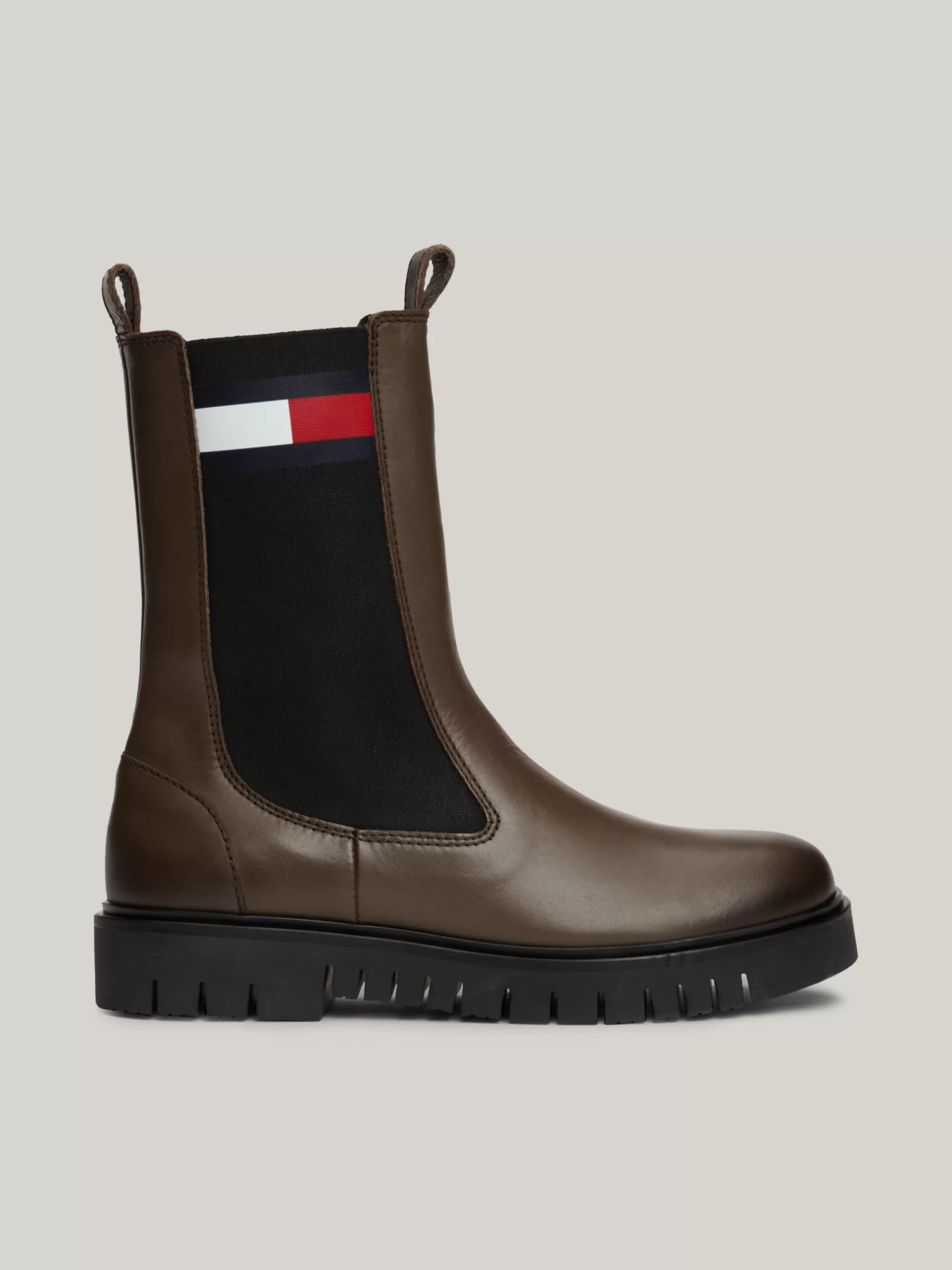 Chelsea Boots | Laarzen & Enkellaarzen*Tommy Hilfiger Leren Halfhoge Chelsea Boot Met Profielzool VELVET BROWN