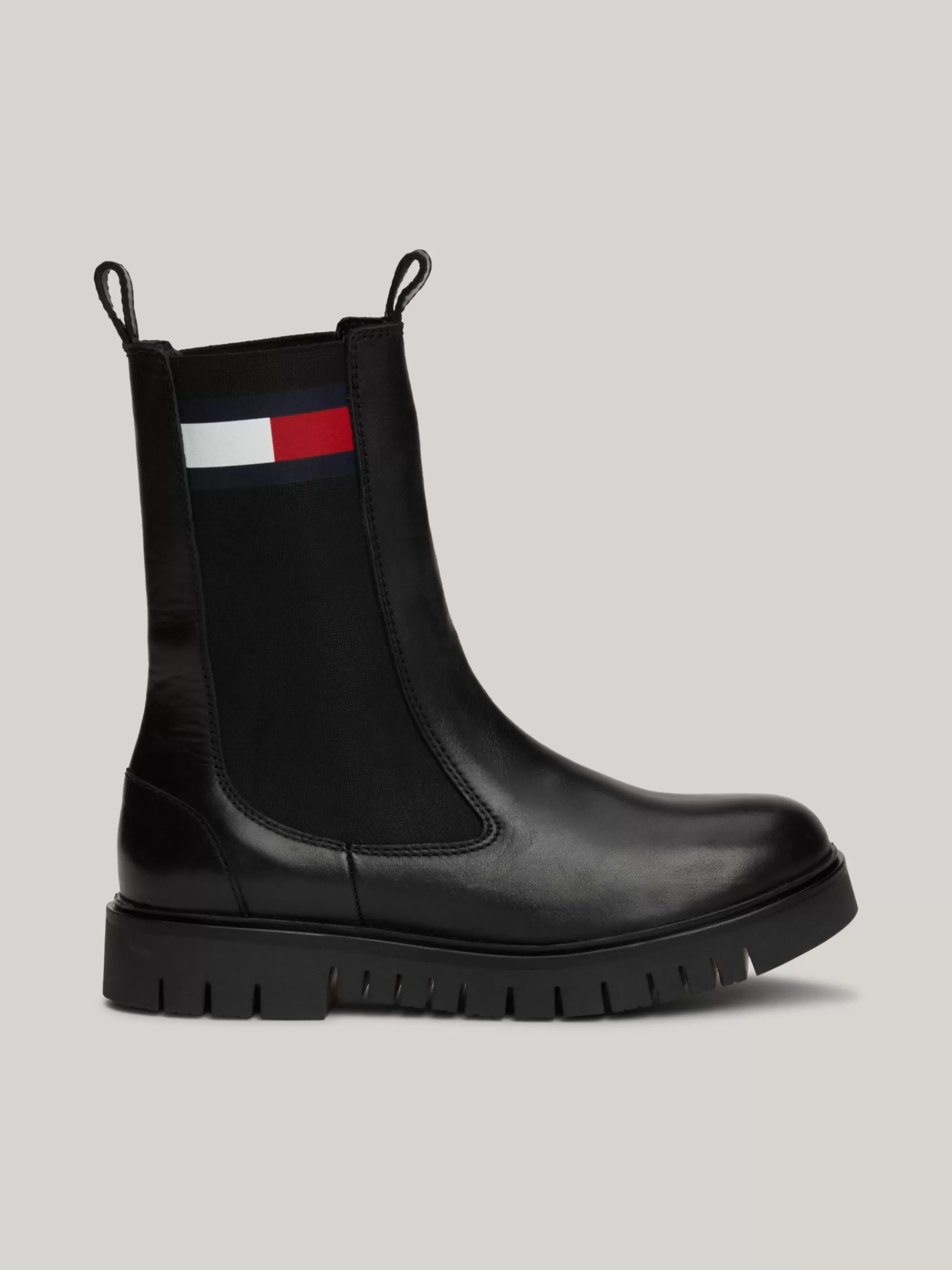 Chelsea Boots | Laarzen & Enkellaarzen*Tommy Hilfiger Leren Halfhoge Chelsea Boot Met Profielzool BLACK